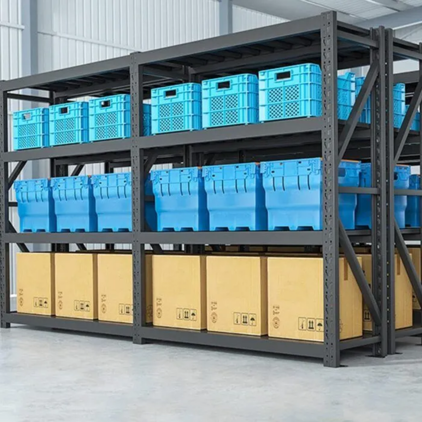 300kg 4 Steps 150m (L) x 2m (H) x 60cm (D) Heavy Duty Garage Metal Shelving