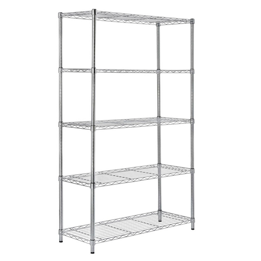 5-Shelf Steel Organizer Wire Rack, Chrome Shelving Unit  90D x 45W x 180H