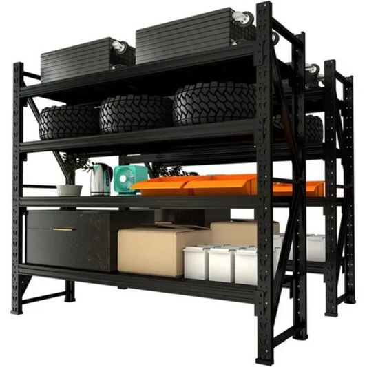 4 Tier Metal Warehouse Racking Storage Garage Shelving (300kg) 100L*60W*200H cm