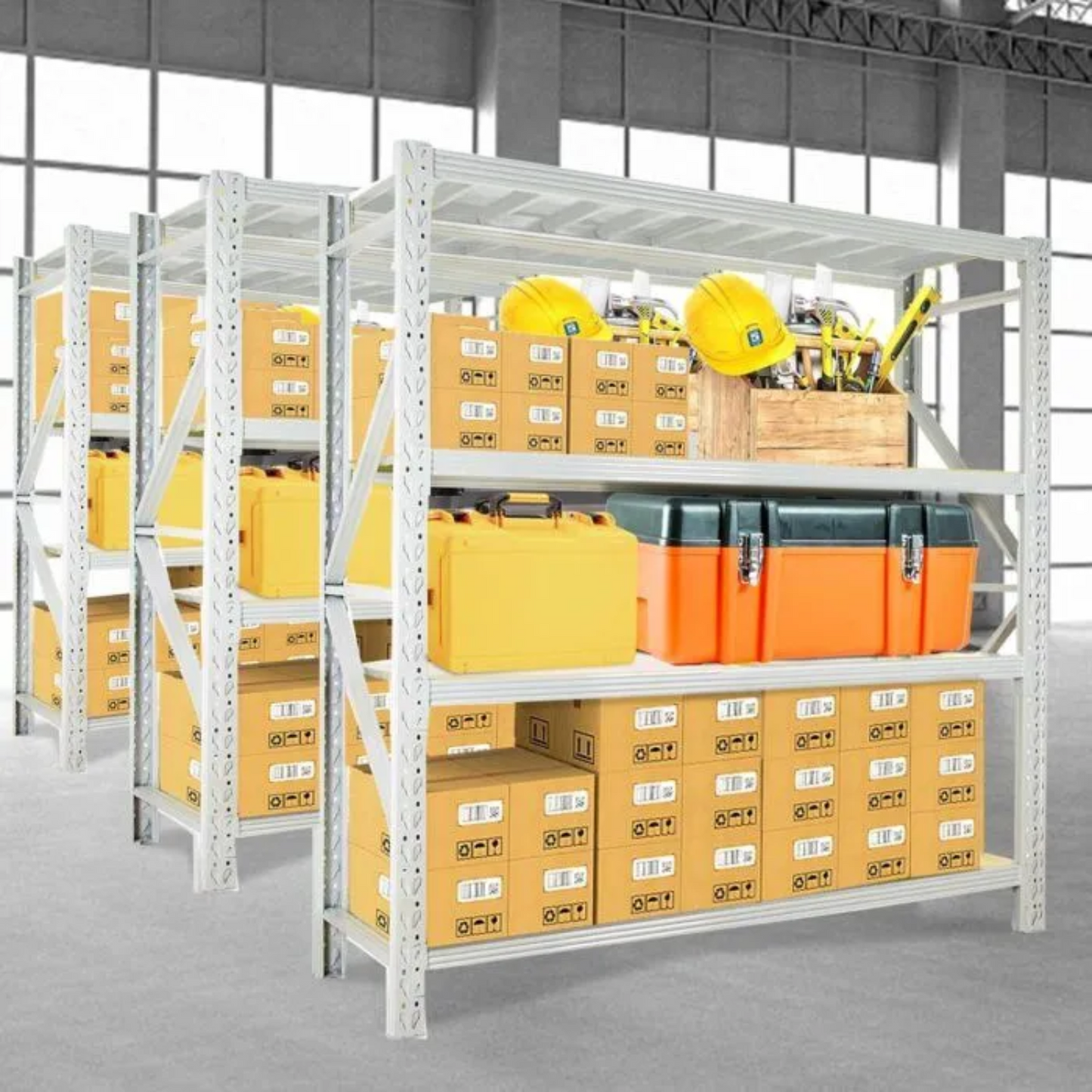 300kg 4Level 200cm Length x 60cm Depth x 200cm height White Shelving