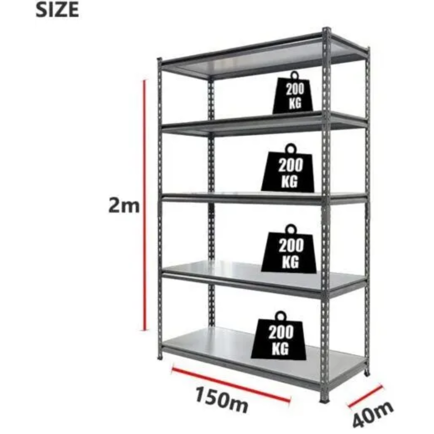 5 Tier (200KG Per Shelf) Rivet Shelves Storage Rack