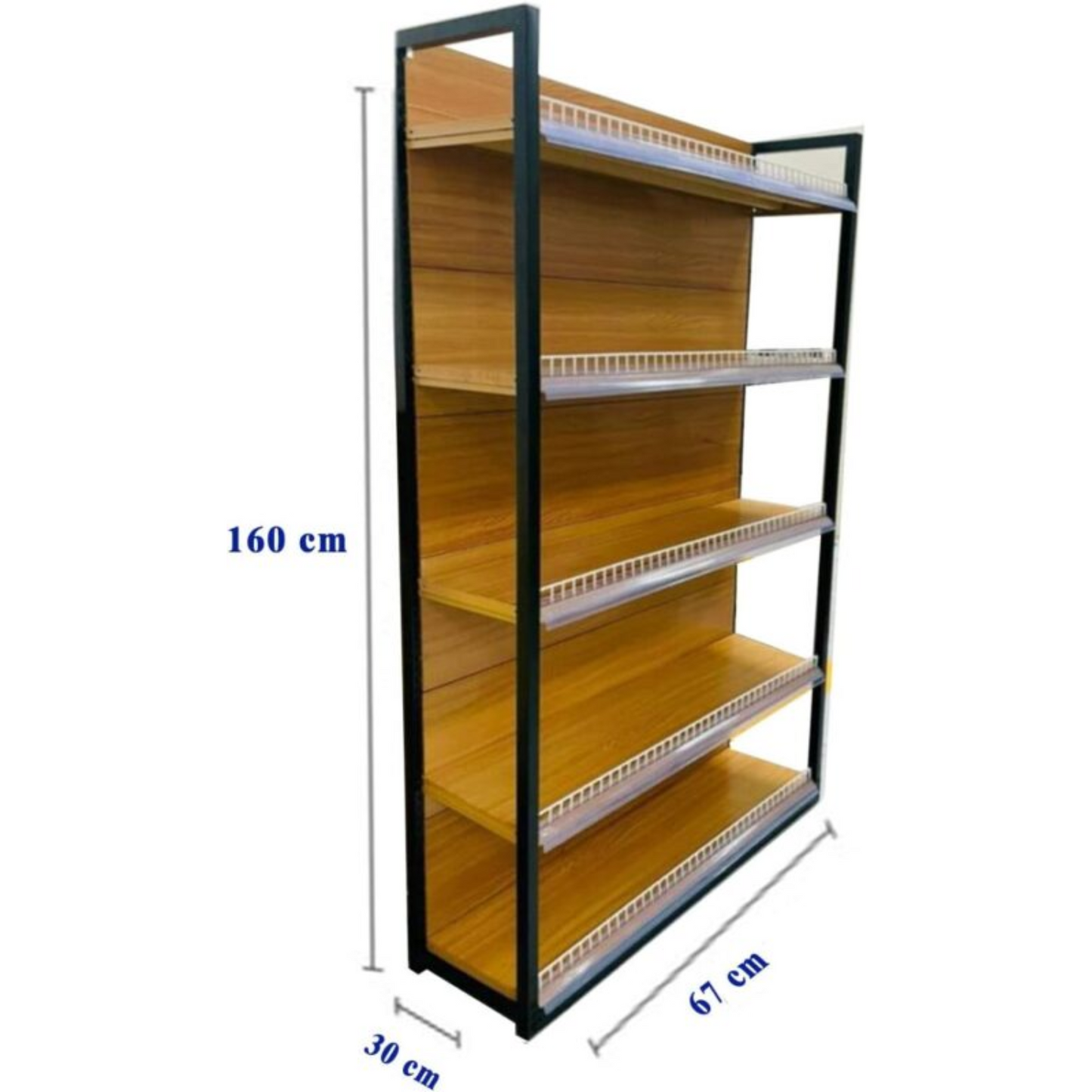 5 Tiers Single-Sided Wooden Retail Supermarket Display Shelf