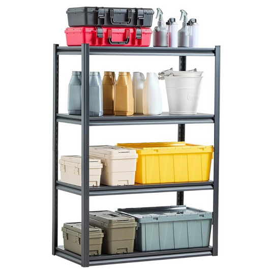 5-Tiers, 120x60x200cm, Black 200kg Capacity Full Steel Shelving Unit