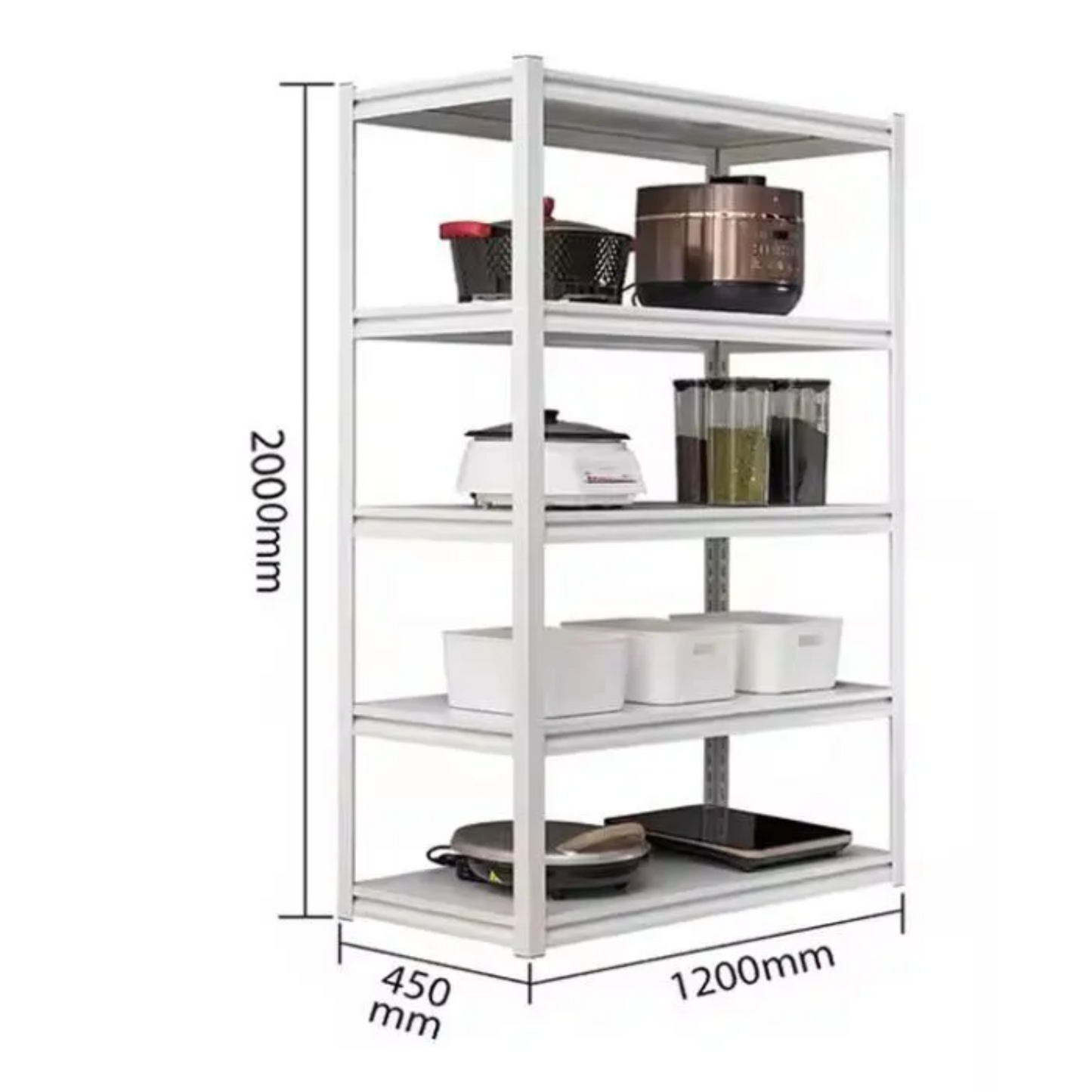 200kg x 5 Tier (90L *45D *200Hcm) Boltless Angle Shelf Storage Shelves