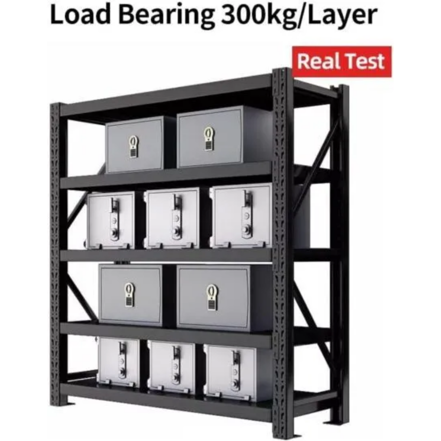 200kg Warehouse Garage Shelf-4 Tier Storage Rack Shelving Unit(200L*60D*200Hcm)