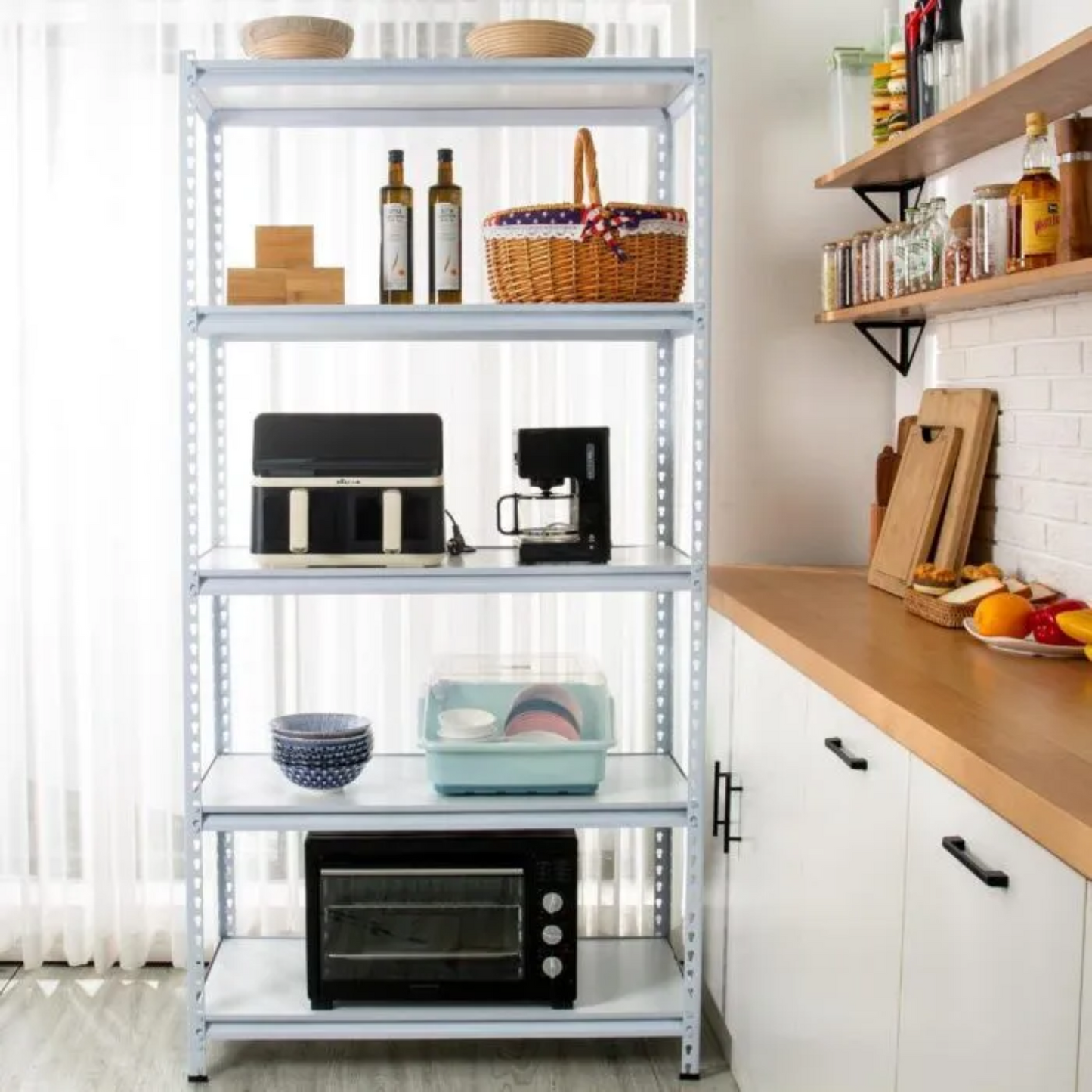 5 Tier 100L x 40D x 200H cm 50kg Garage Boltless Shelving Units Steel Racking Shelves