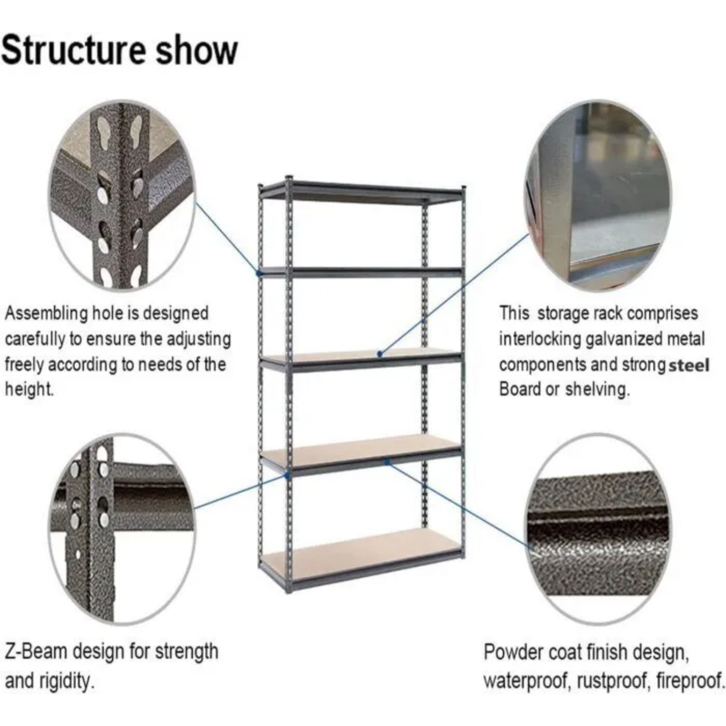 5 Tier (200KG Per Shelf) Rivet Shelves Storage Rack