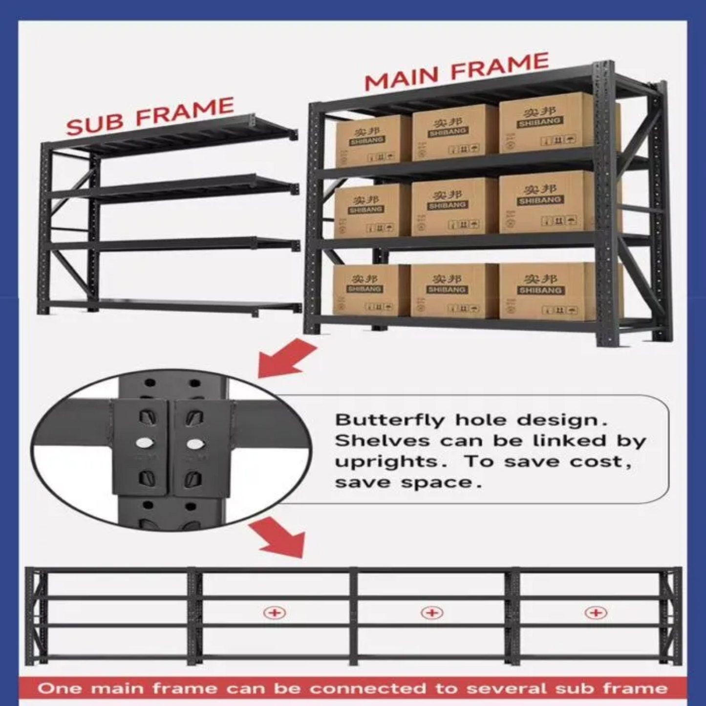 2 sets of Black Shelving Racking Covering 300cm Length Storage Room Garage Area