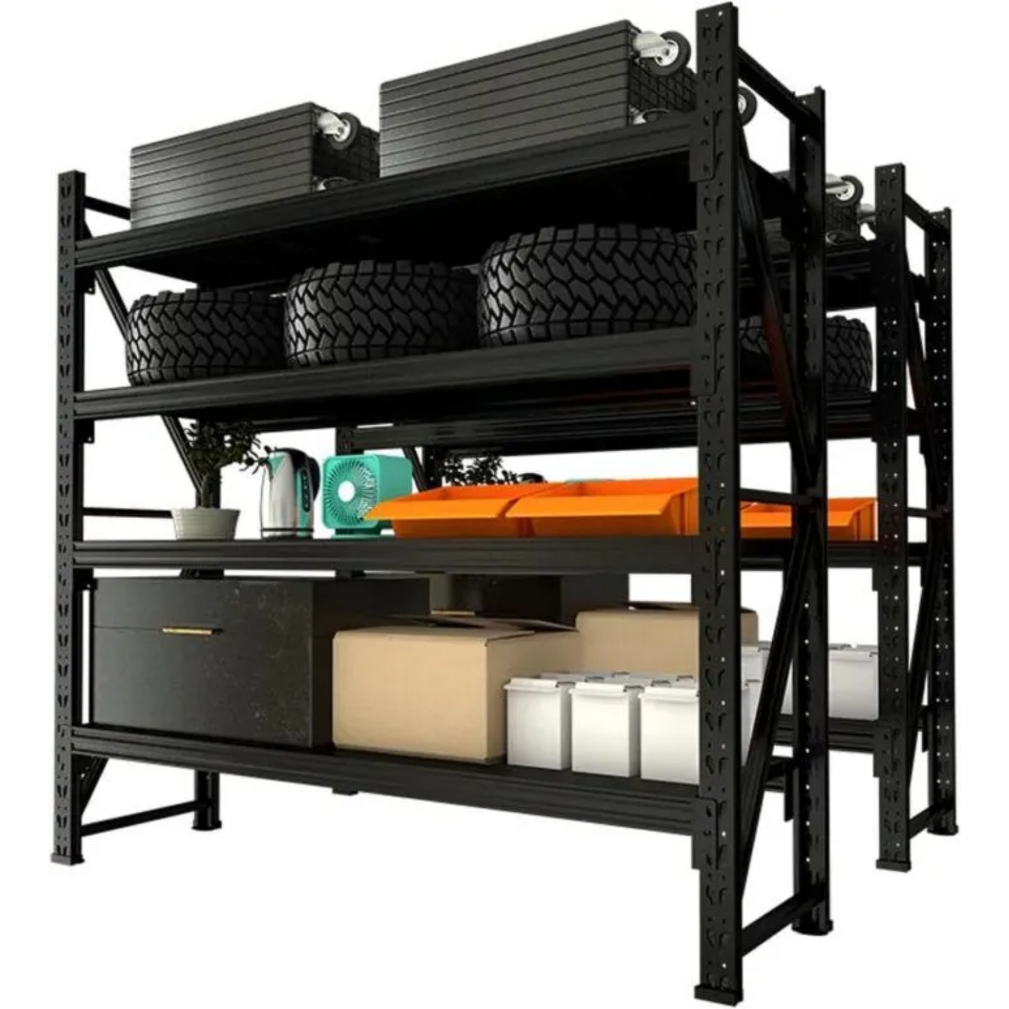 4 Tier (300kg) 100L*60W*200H cm Metal Warehouse Racking Storage Garage Shelving