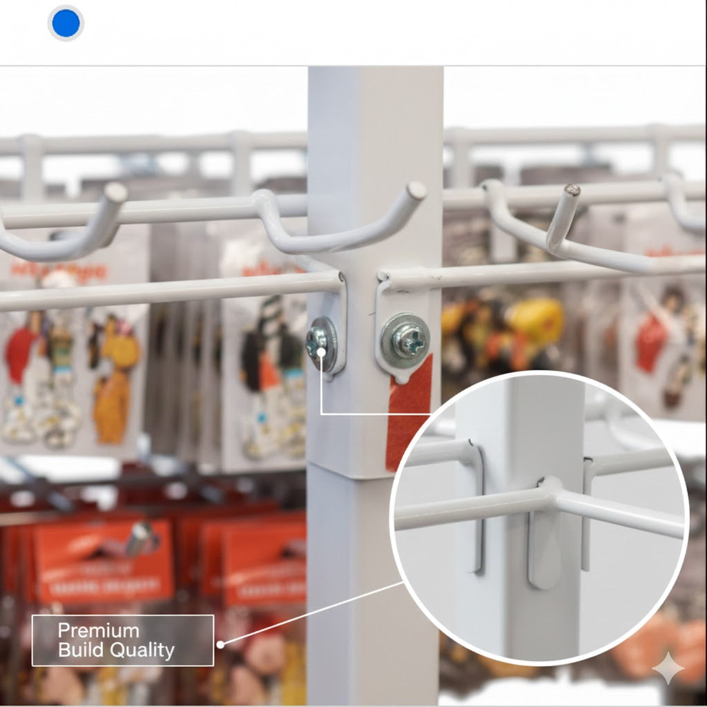 Metal Floor Display Stand with Adjustable Hooks