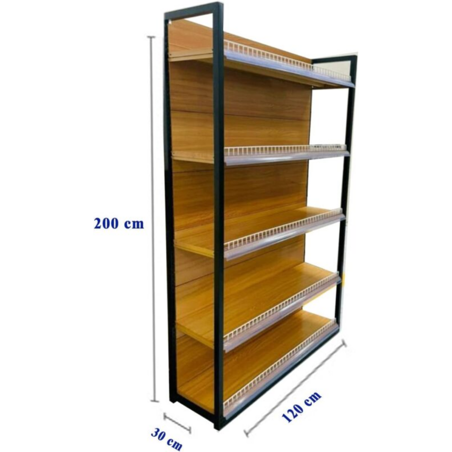 5 Tiers Single-Sided Wooden Retail Supermarket Display Shelf