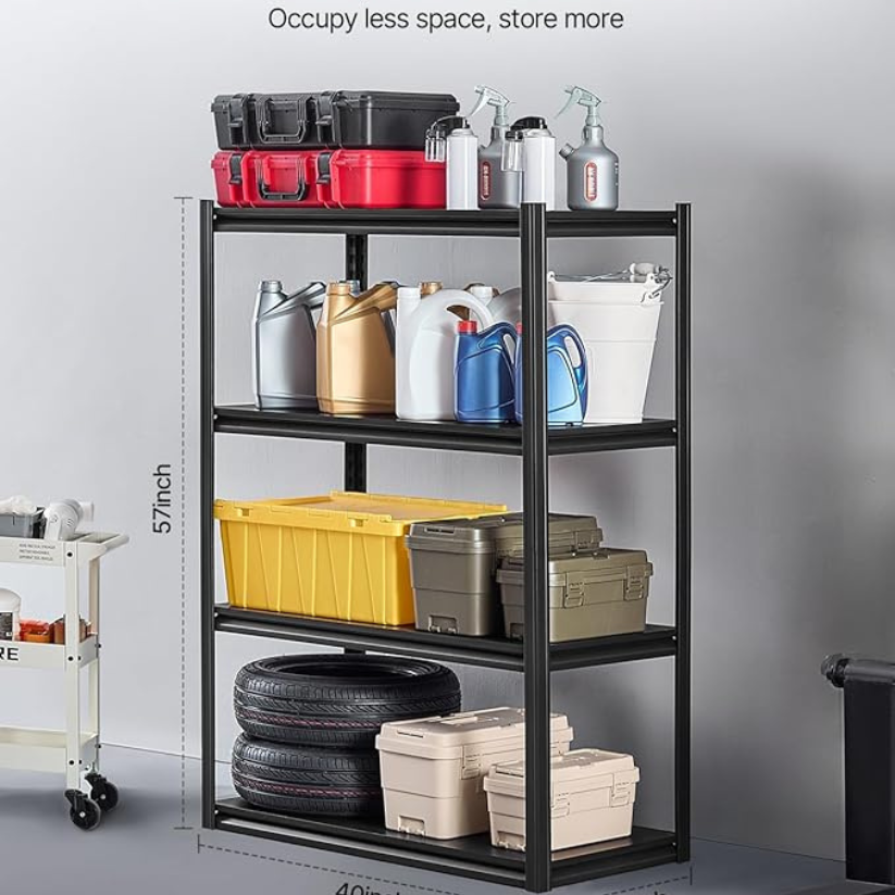 5-Tiers, 120x60x200cm, Black 200kg Capacity Full Steel Shelving Unit