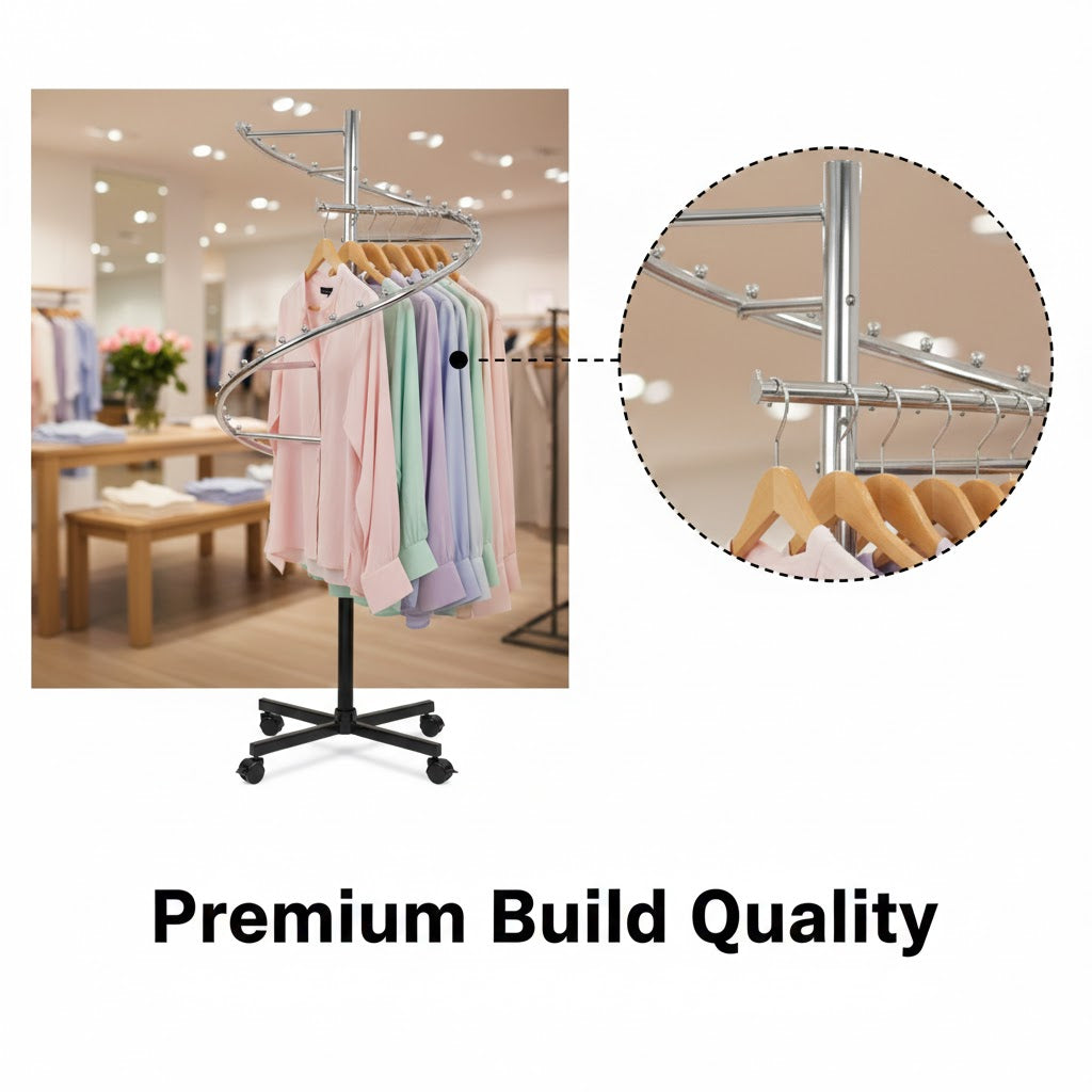 S Shape Garment Rack Black & Chrome | Heavy Duty Clothes Stand