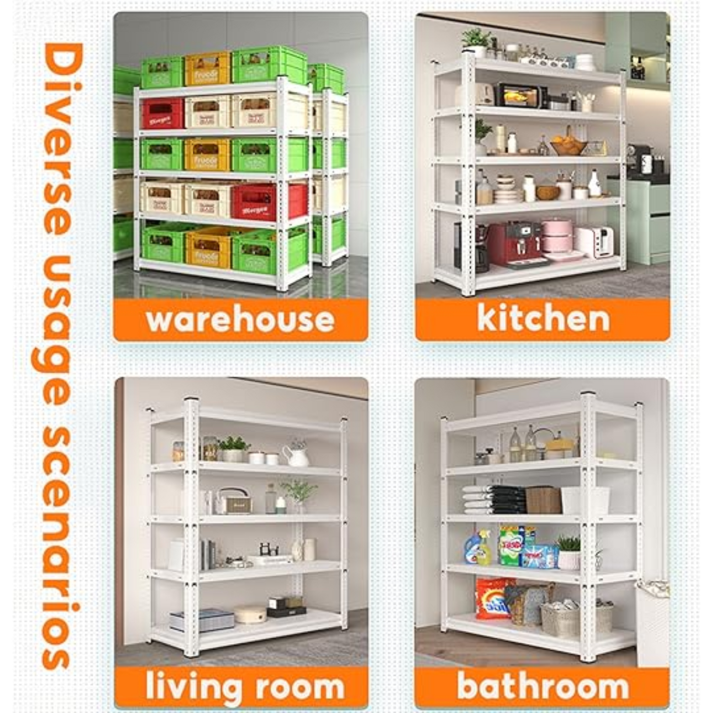 300kgs White 150cm L x 60cm D x 200cm H Storage Racks Shelving