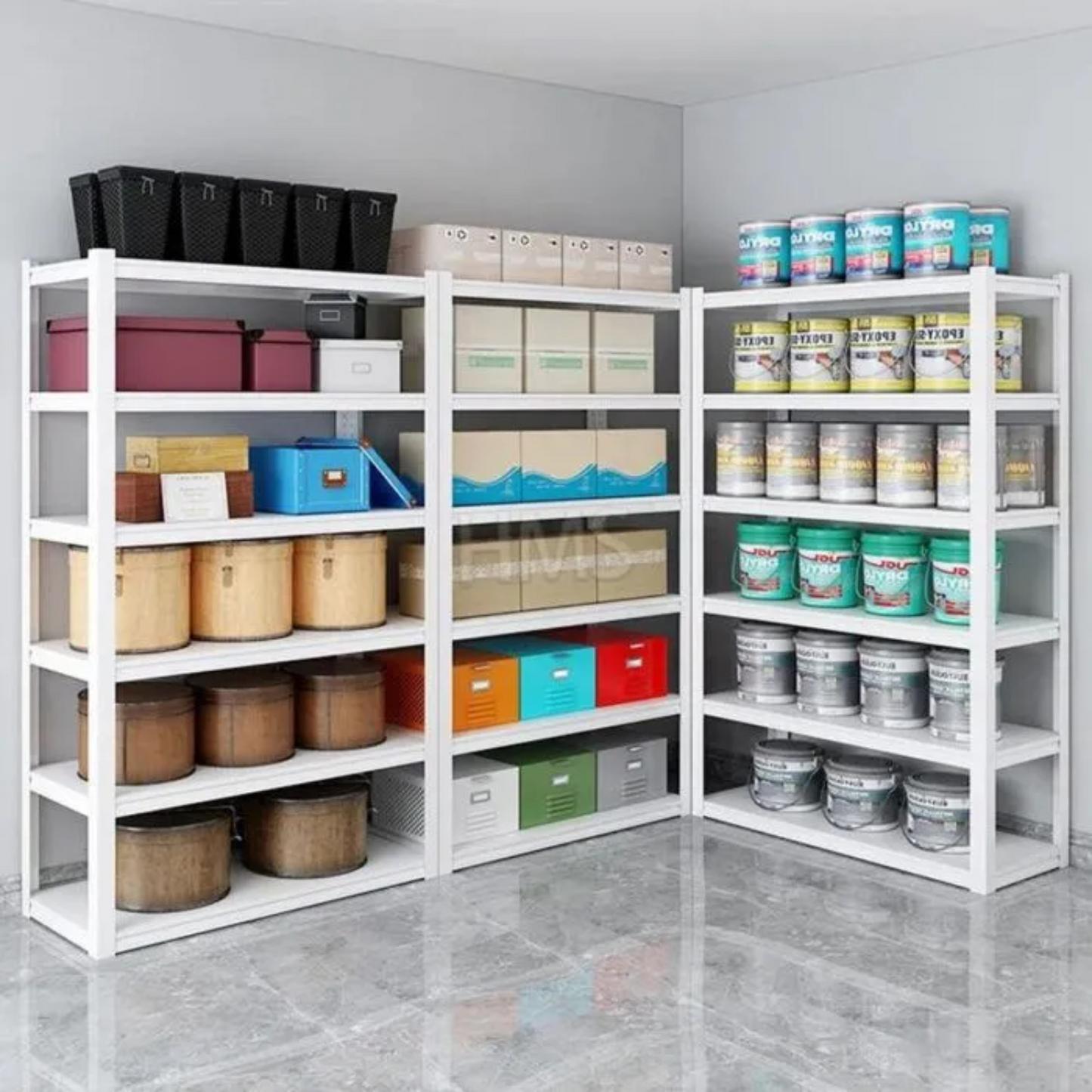 200kg x 5 Tier (90L *45D *200Hcm) Boltless Angle Shelf Storage Shelves