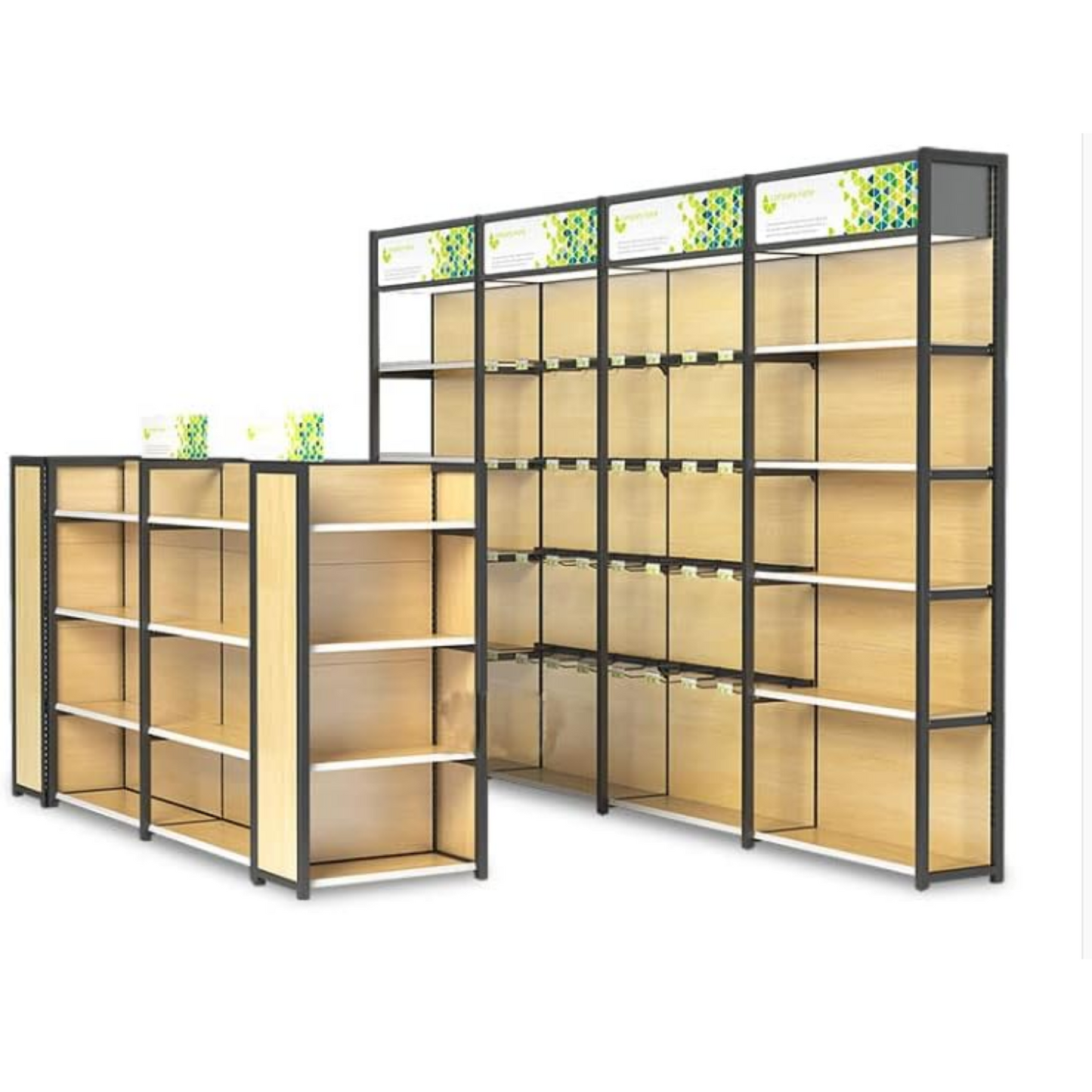 5 Tiers Single-Sided Wooden Retail Supermarket Display Shelf