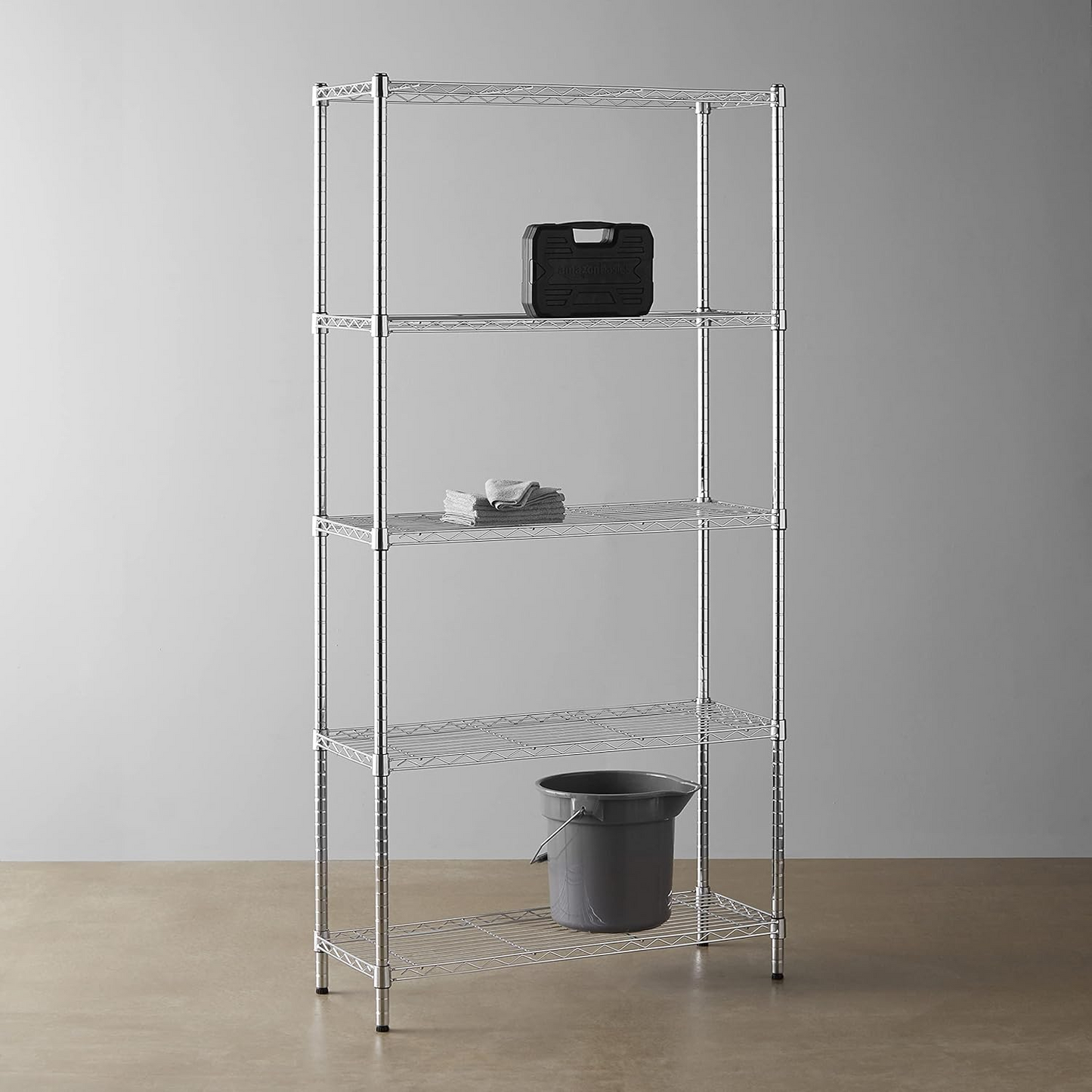 5-Shelf 90D x 45W x 180H Steel Organizer Wire Rack, Chrome Shelving Unit