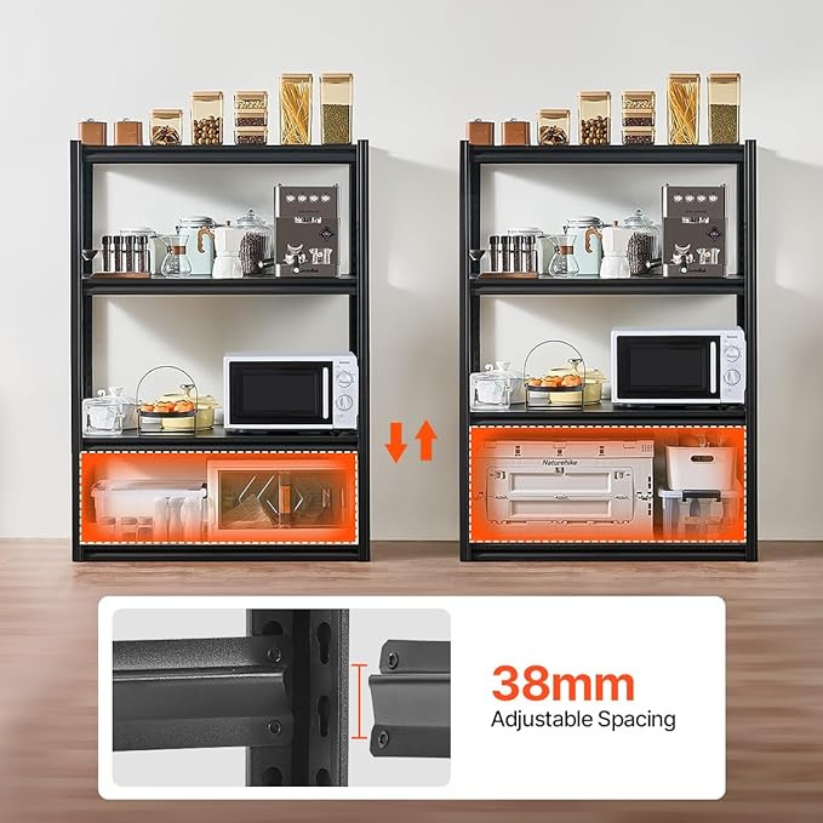 5-Tiers, 120x60x200cm, Black 200kg Capacity Full Steel Shelving Unit