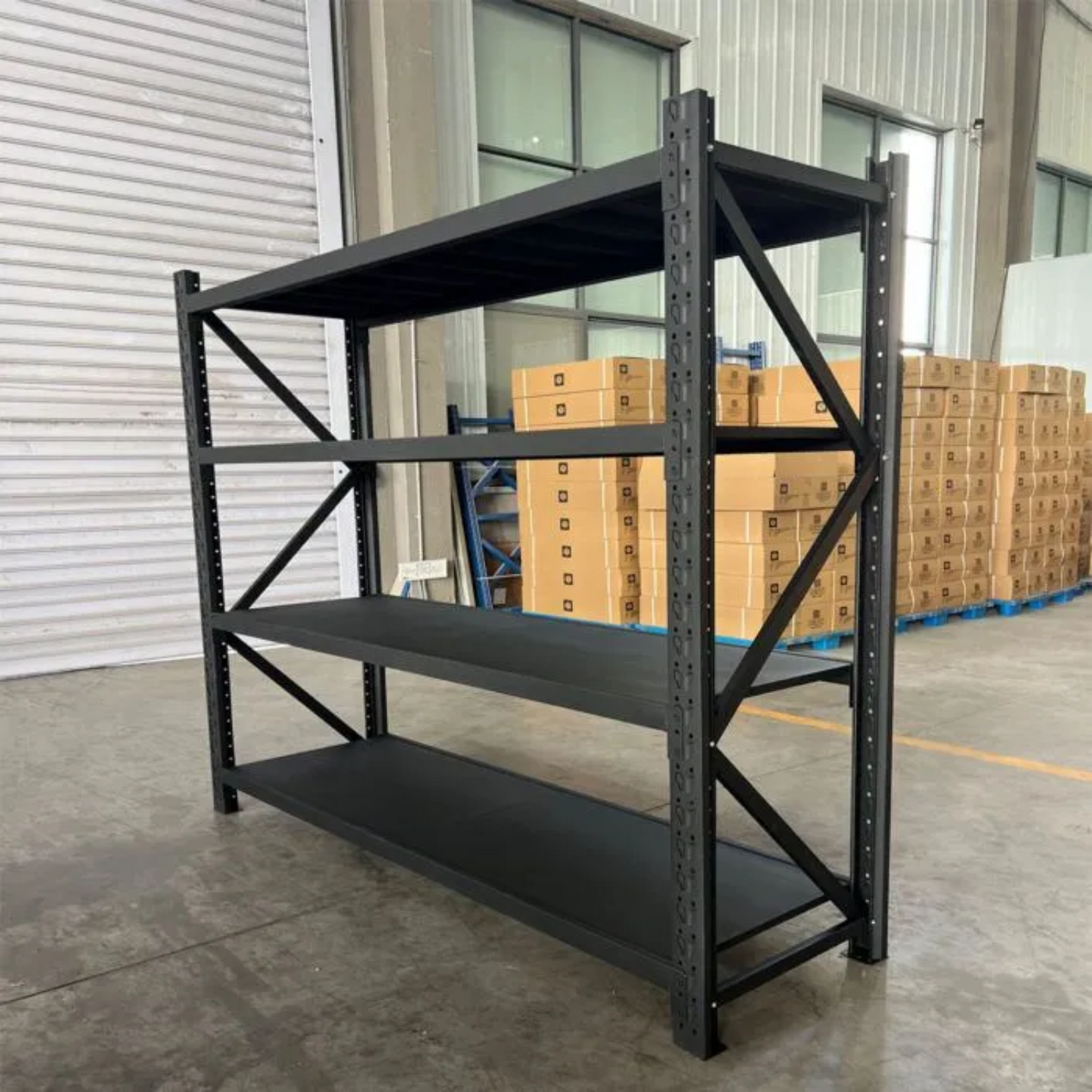 Black 200kg 100cm L x 60cm D x 200cm H Storage Metal Shelving Rack