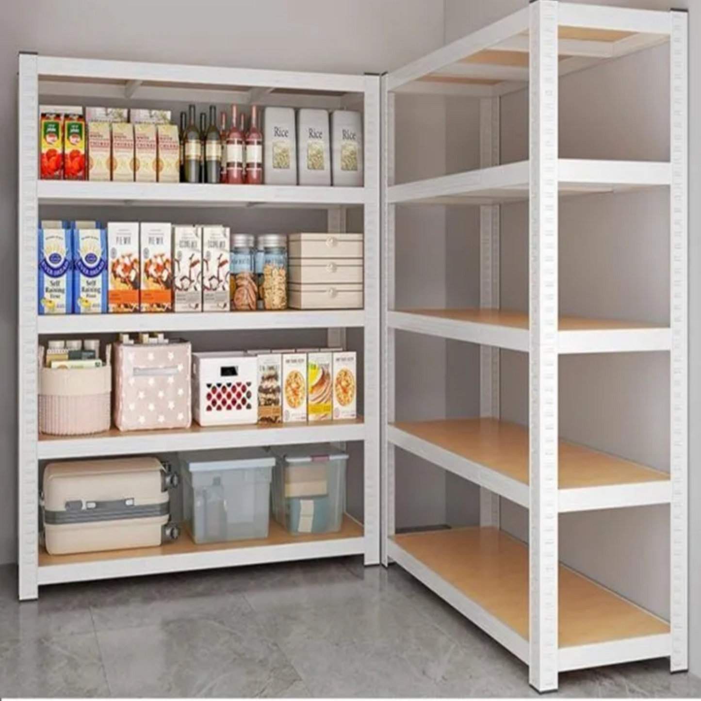 100kg x 5 Tier Metal Storage Rack, Shelving Units (White)160H x 40D x 80Lcm