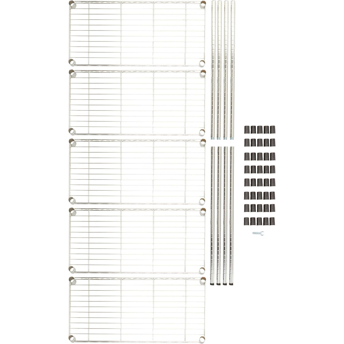 5-Shelf 90D x 45W x 180H Steel Organizer Wire Rack, Chrome Shelving Unit