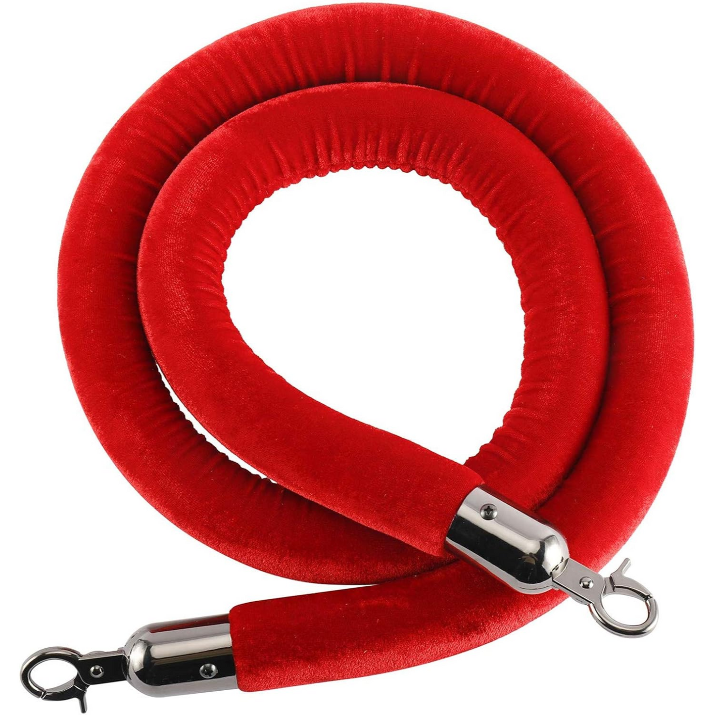 2 Pcs of Queue Barriers Ropes Red Velvet Stanchion With Silver Hook Queue Barrier Crowd Control Rope
