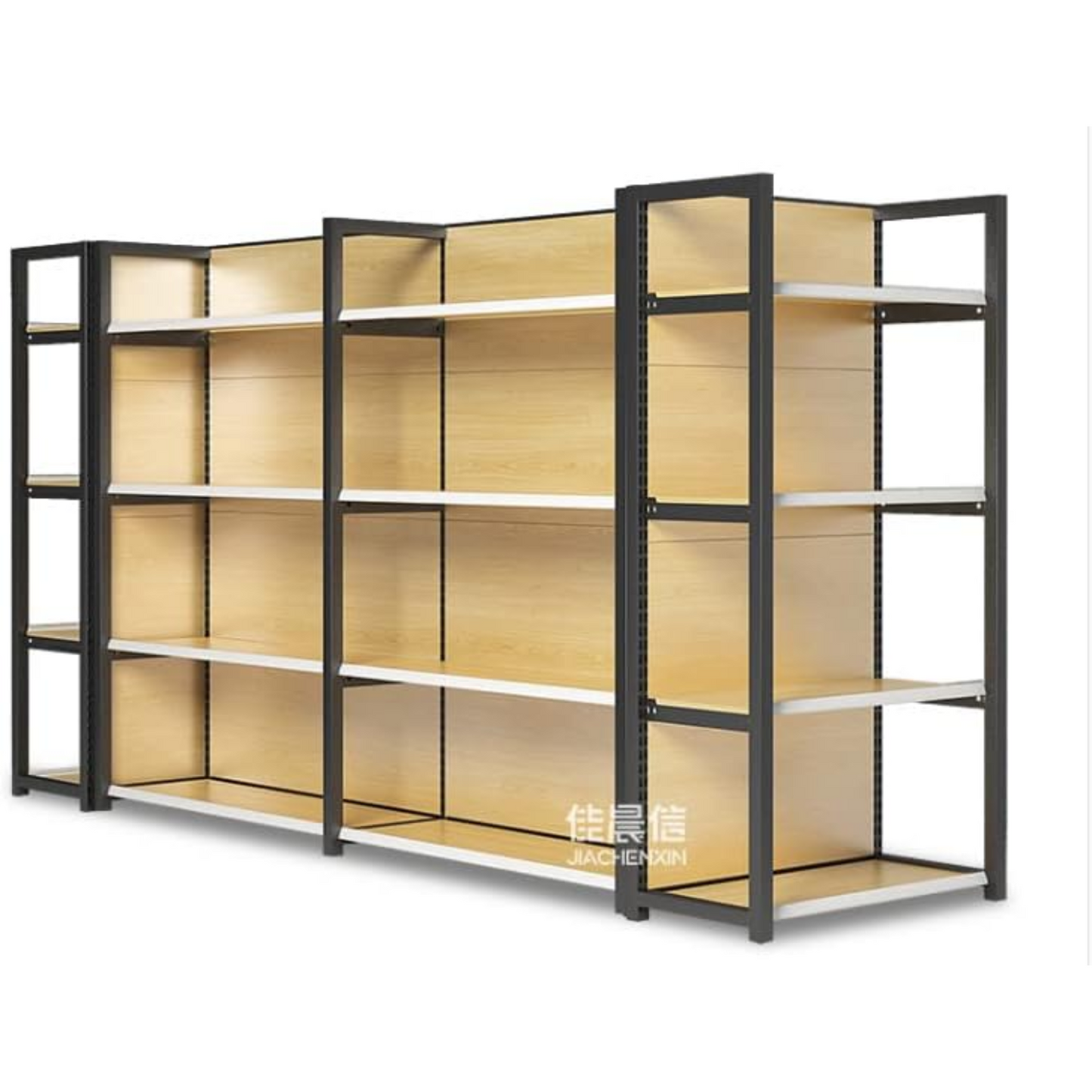 5 Tiers Single-Sided Wooden Retail Supermarket Display Shelf