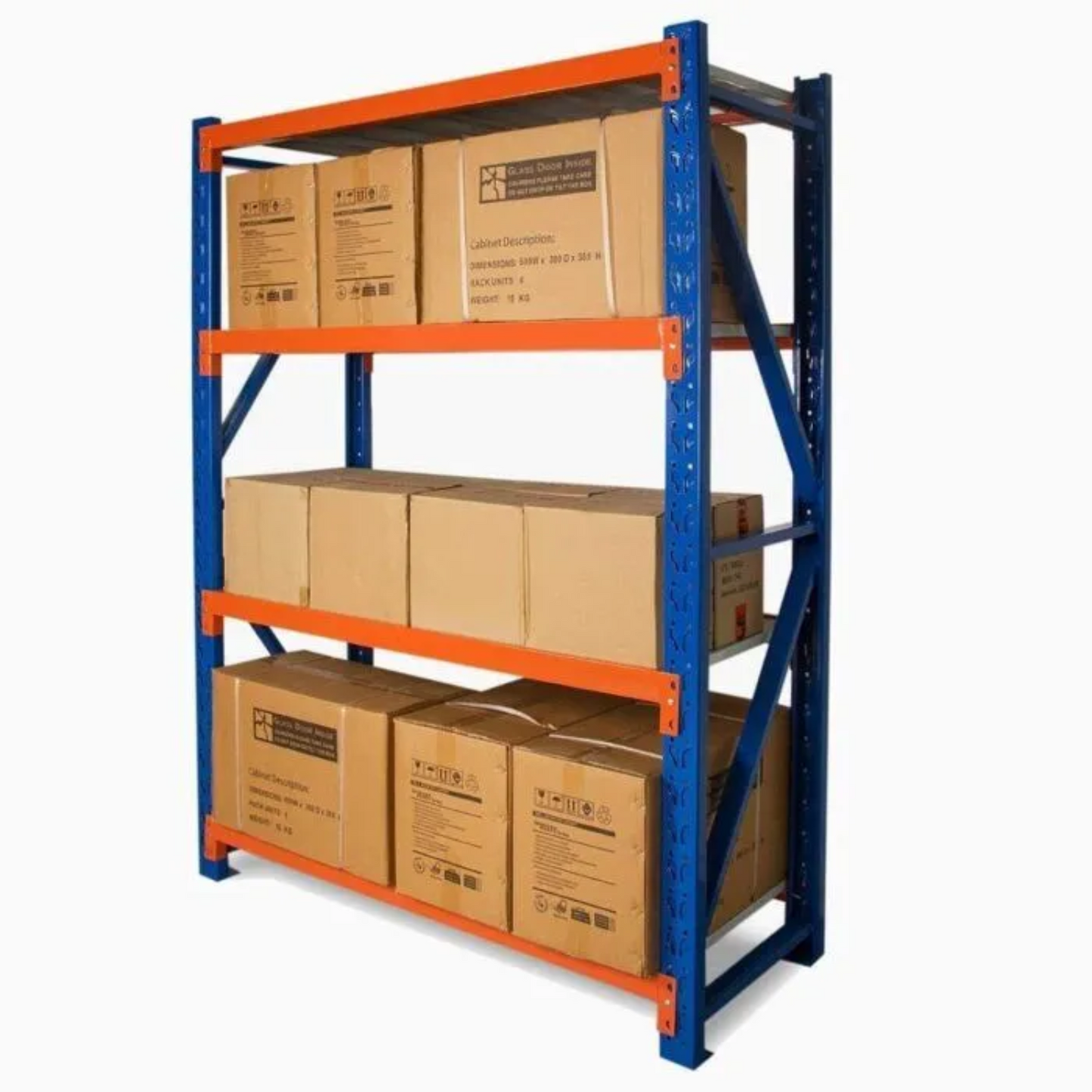 200kg Warehouse Garage Shelf-4 Tier Storage Rack Shelving Unit(200L*60D*200Hcm)