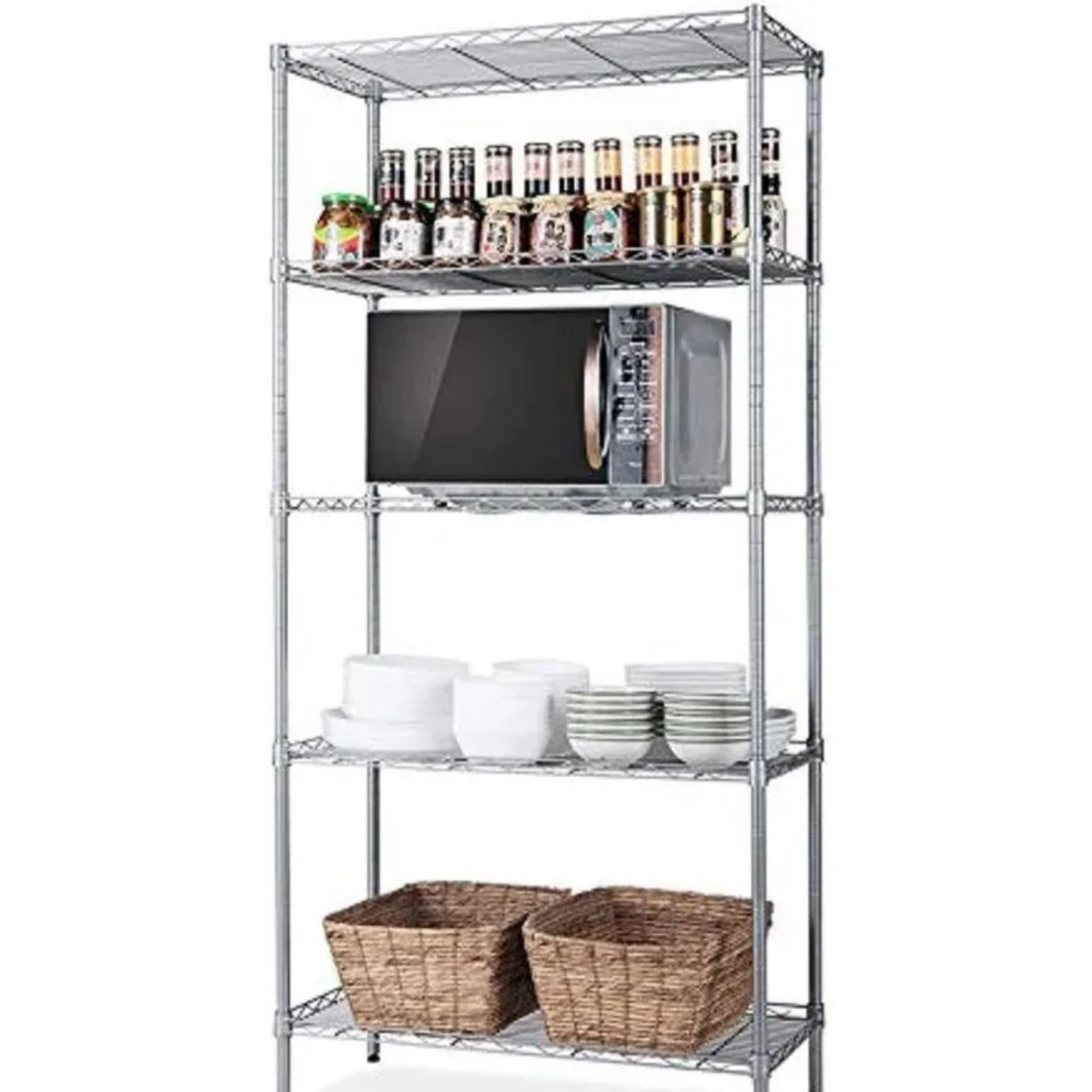 4-Shelf 180L x 45W x 180L CM Wire Rack, Chrome 150kg