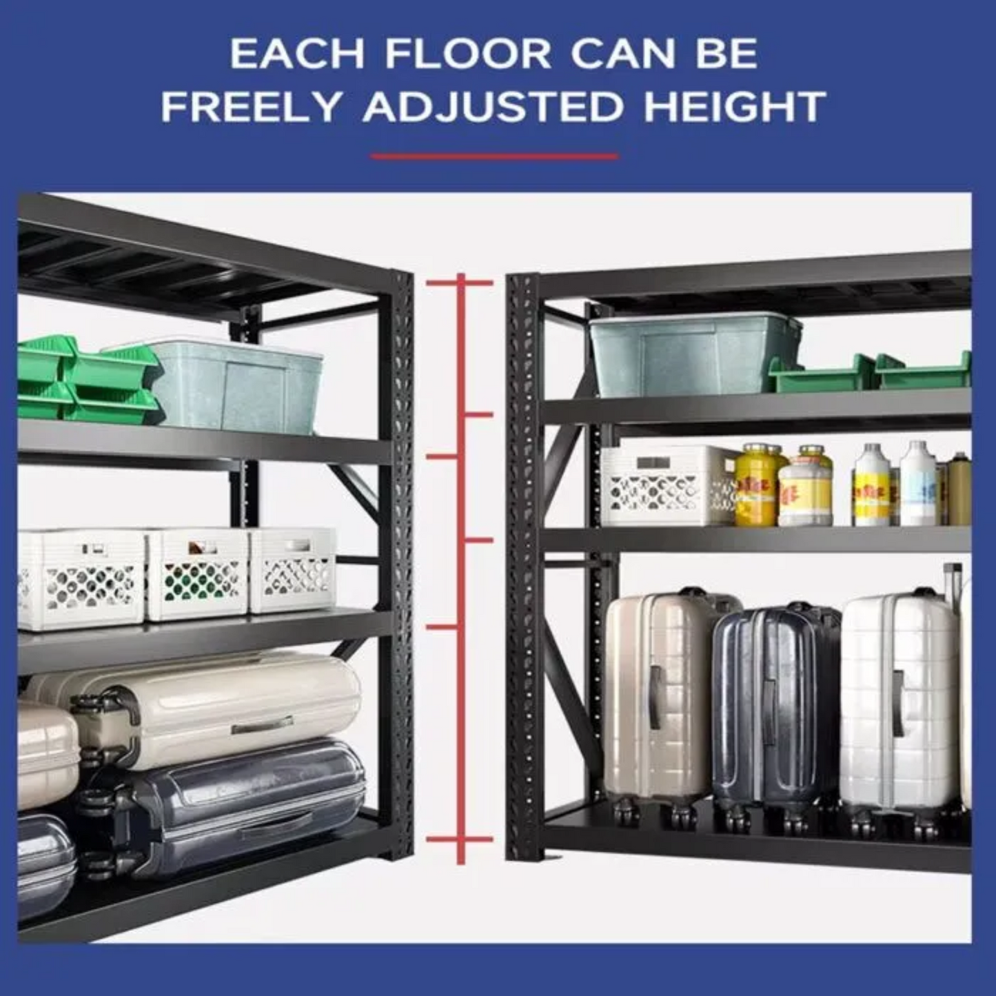 2 sets of Black Shelving Racking Covering 300cm Length Storage Room Garage Area