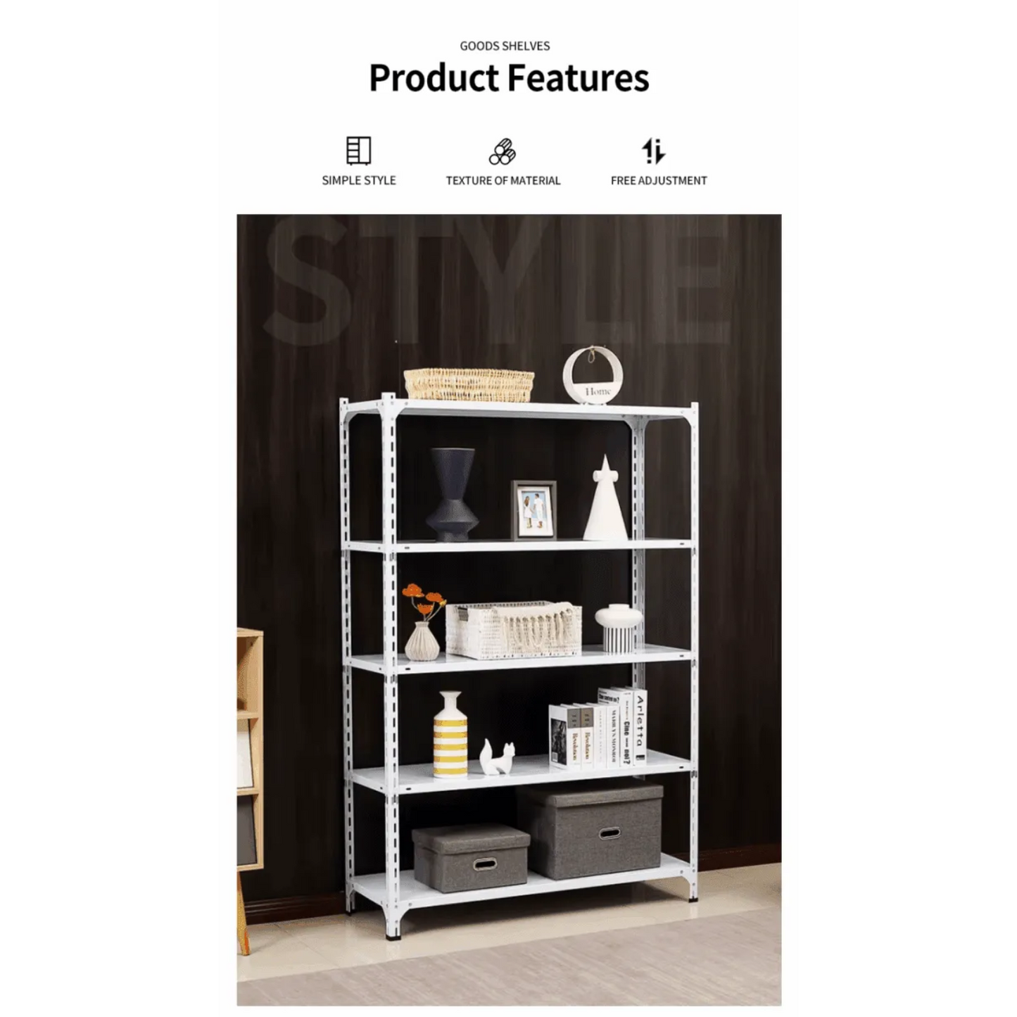 80kg Angle Iron Steel Metal 5 Tier Storage Racks Shelves Unit