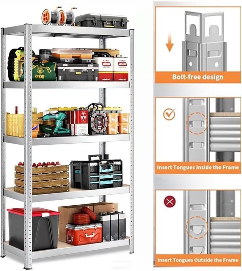 5-Tier Storage Shelves, Garage Storage, Boltless Assembly, Adjustable Shelving Unit, for Shed Warehouse Basement Kitchen