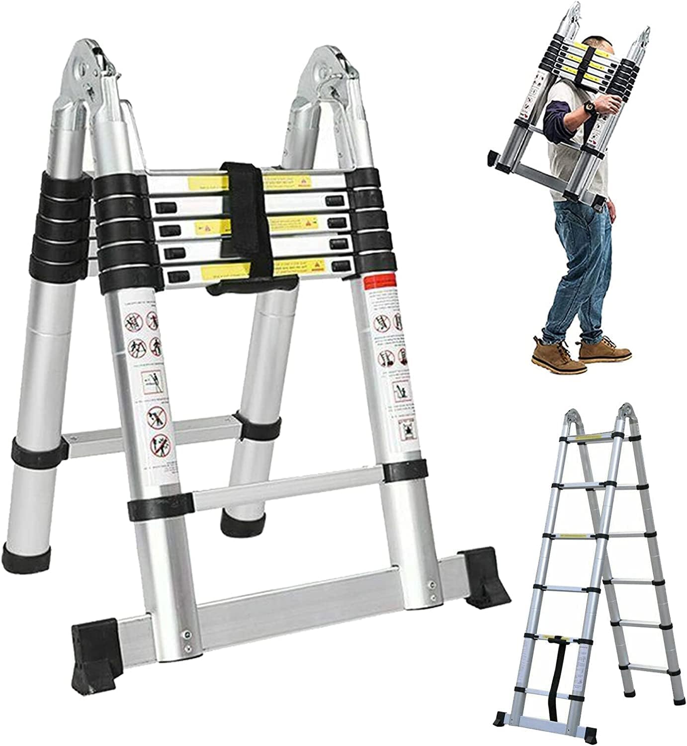 Aluminum Telescopic A-Frame Ladder | Foldable & Adjustable