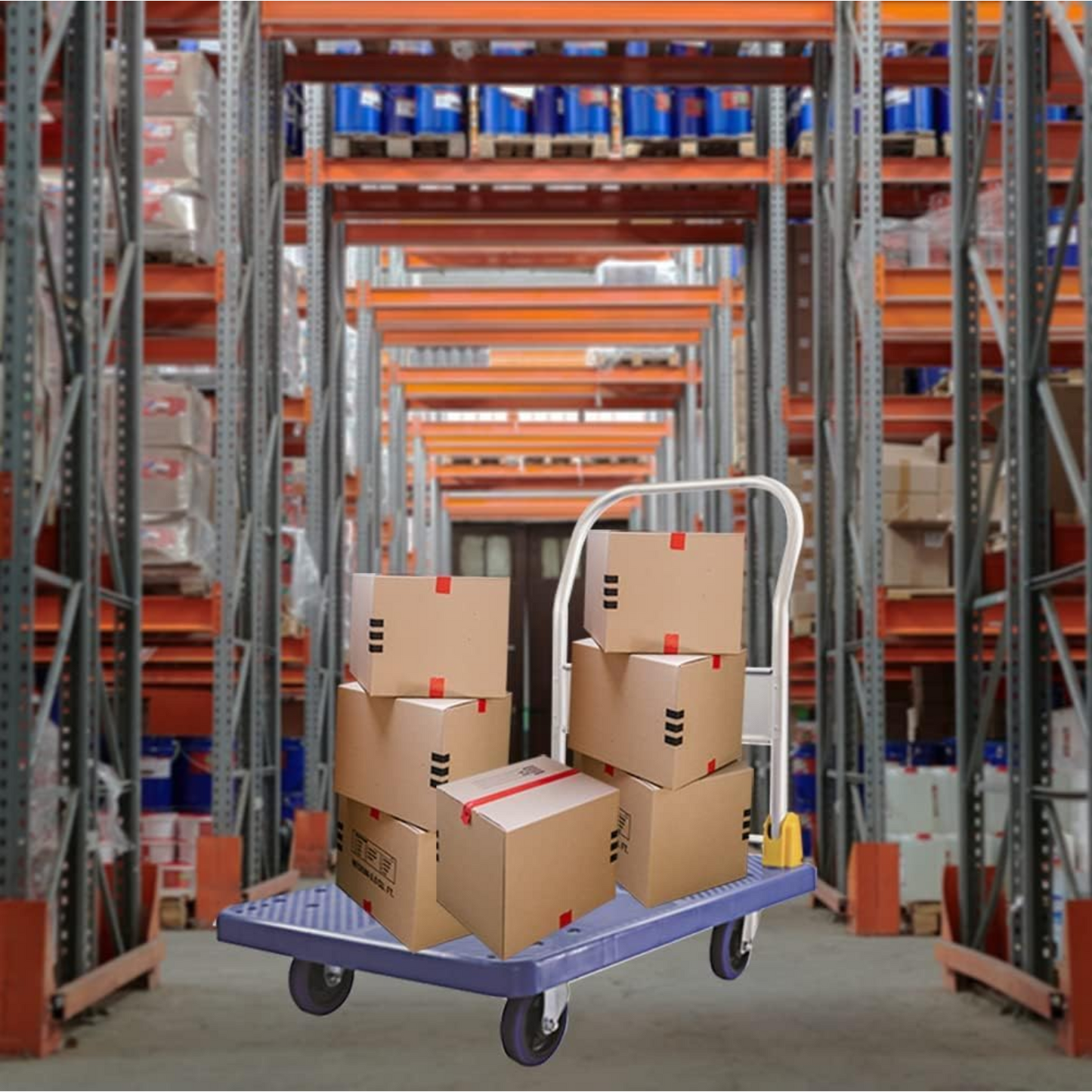 (200KG 50* 70CM) Foldable Platform Trolley, Portable Household Small Trailer Cart, Heavy Duty for Loading and Moving