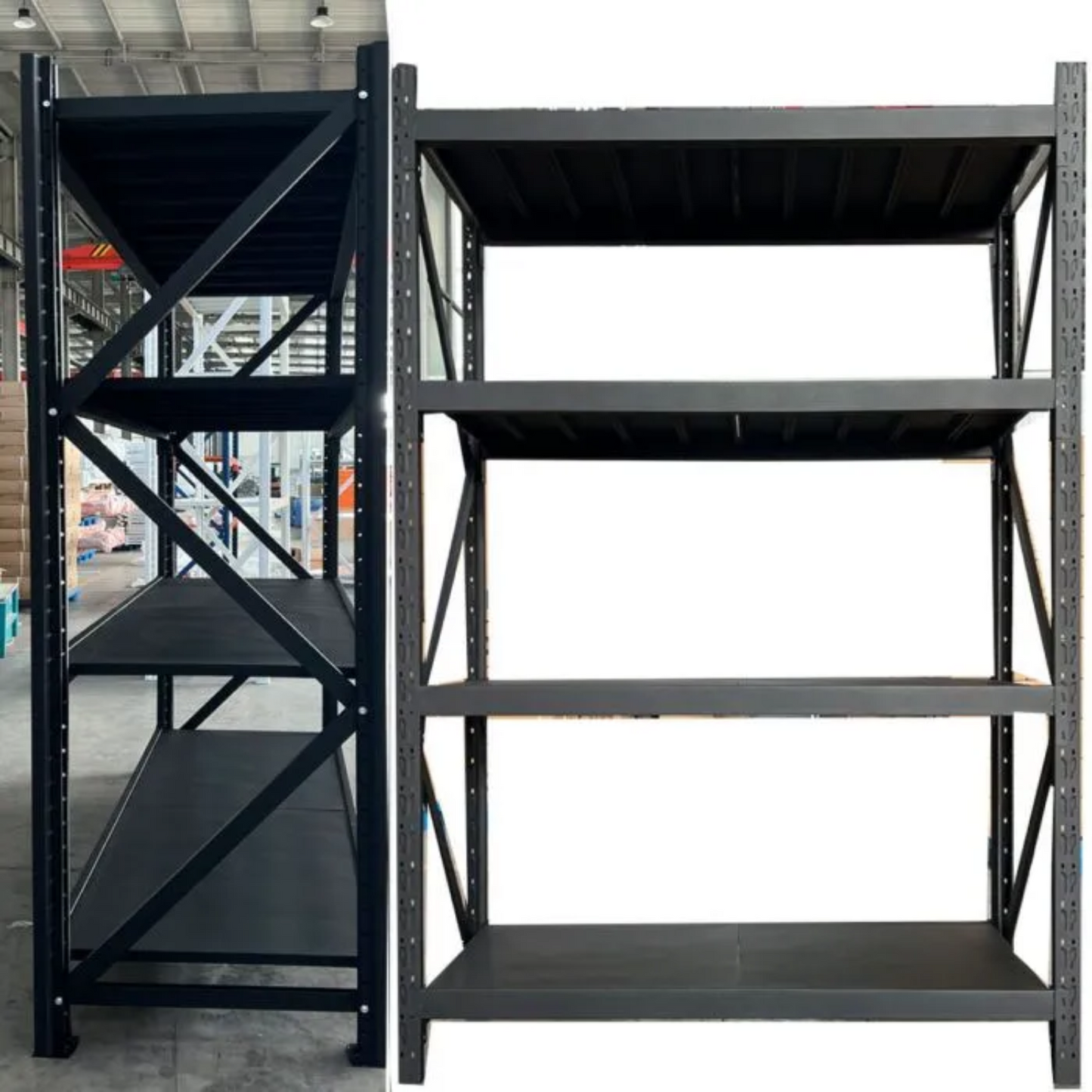2 sets of Black Shelving Racking Covering 300cm Length Storage Room Garage Area