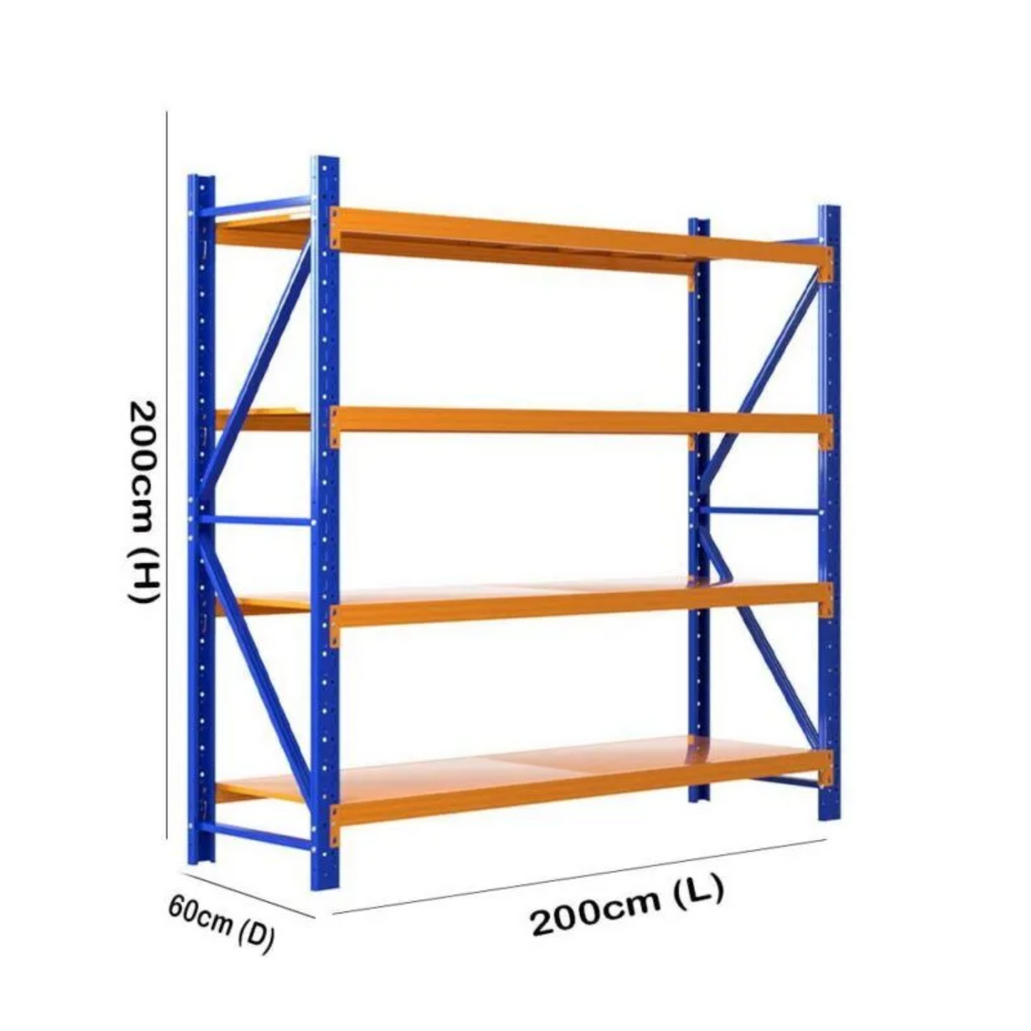 4 Tier (300kg) 100L*60W*200H cm Metal Warehouse Racking Storage Garage Shelving