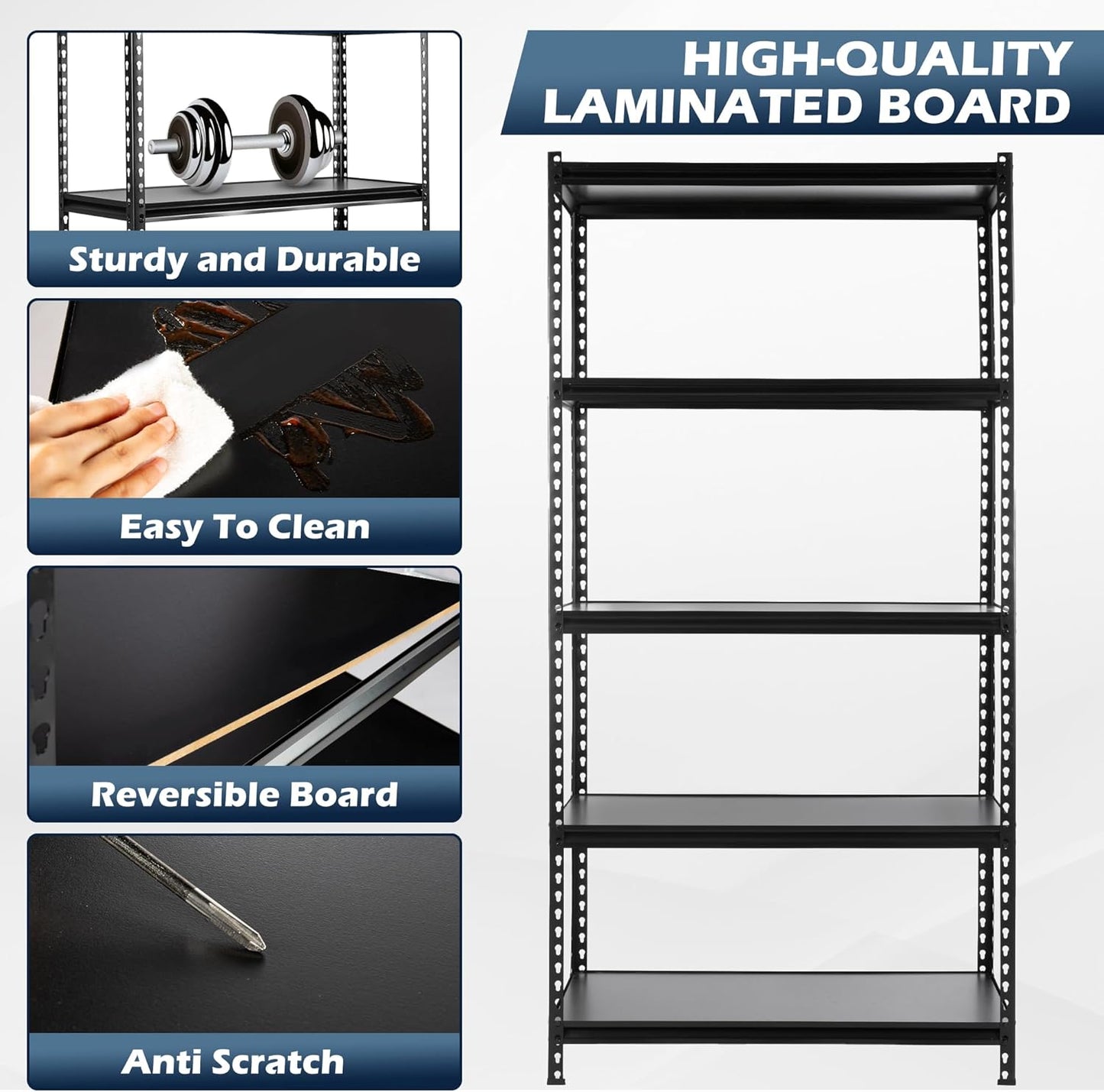 200kg x 5 Tier (90L *45D *200Hcm) Boltless Angle Shelf Storage Shelves
