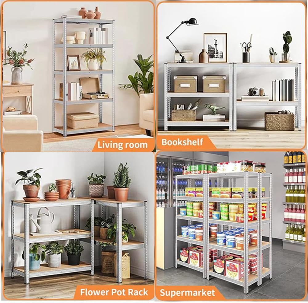 5-Tier Storage Shelves, Garage Storage, Boltless Assembly, Adjustable Shelving Unit, for Shed Warehouse Basement Kitchen
