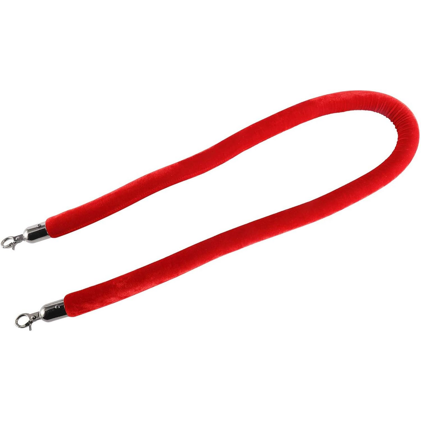 2 Pcs of Queue Barriers Ropes Red Velvet Stanchion With Silver Hook Queue Barrier Crowd Control Rope