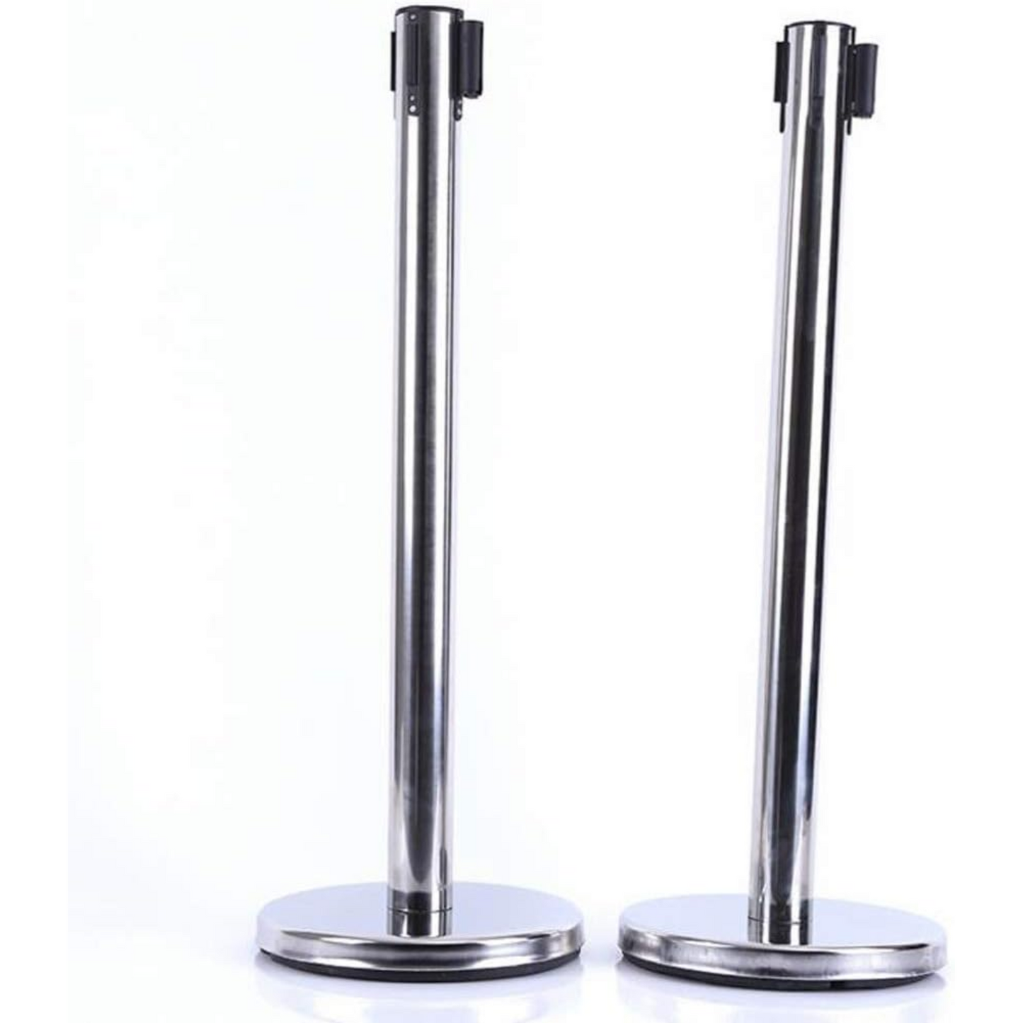 2Pcs Heavy Duty Stanchion, Premium Steel Post Crowd Control Barrier with Retractable Belt, Easy Connect Assembly for Events, Parties or Crowd Control