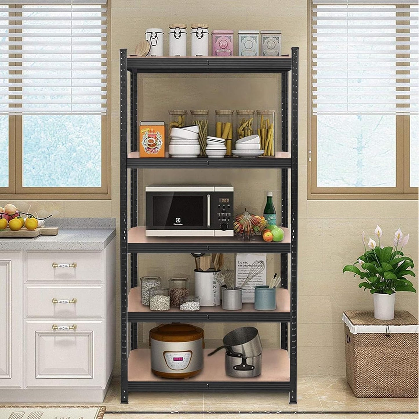 5-Tier Shelving Unit, for Shed Warehouse Basement Kitchen 90L x 40D x 180H cm