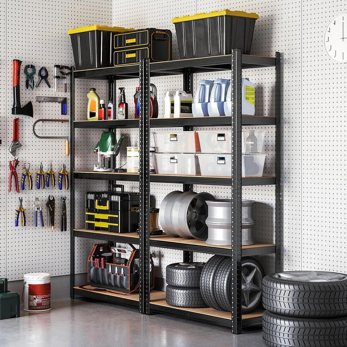 5-Tier Shelving Unit, for Shed Warehouse Basement Kitchen 90L x 40D x 180H cm
