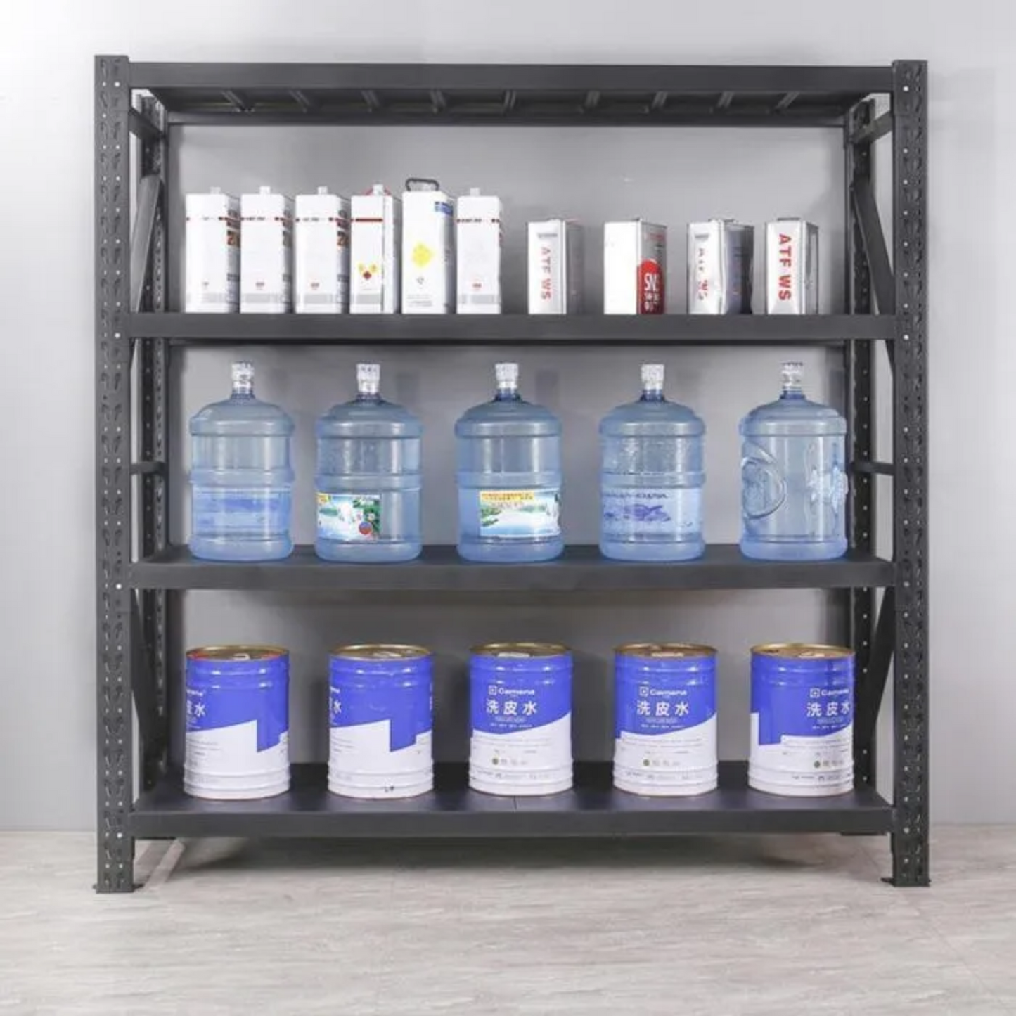 300kg 4 Steps 150m (L) x 2m (H) x 60cm (D) Heavy Duty Garage Metal Shelving