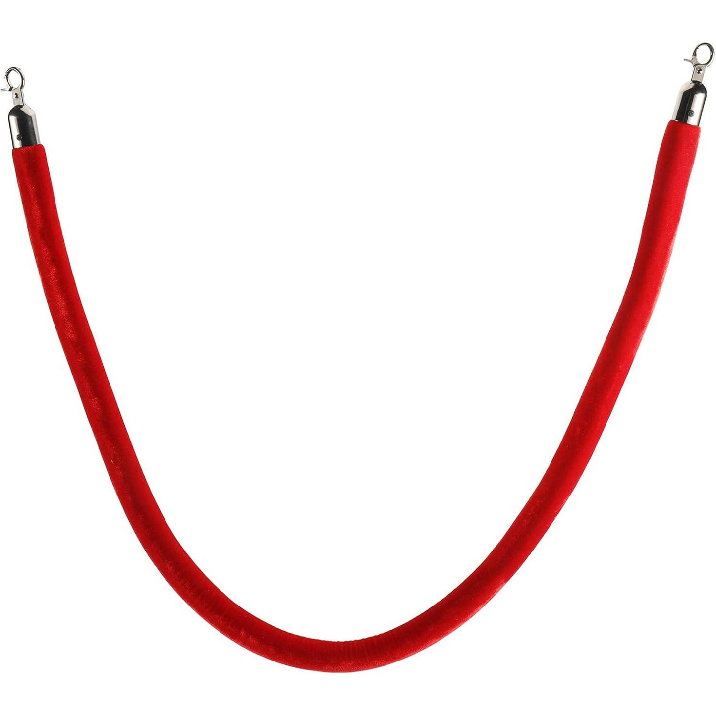 2 Pcs of Queue Barriers Ropes Red Velvet Stanchion With Silver Hook Queue Barrier Crowd Control Rope