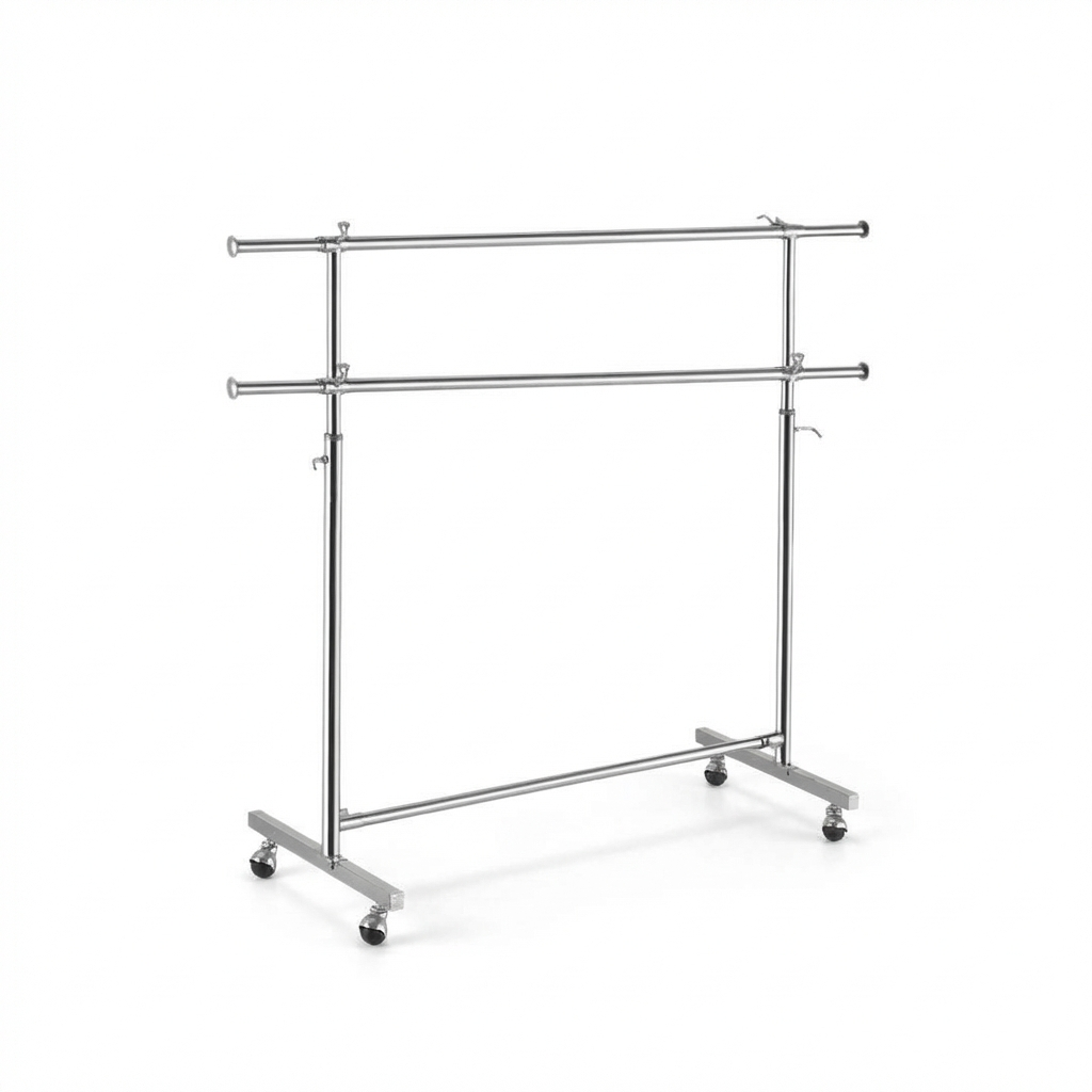 120cm Double Garment Rack Full Chrome | Heavy Duty Clothes Display