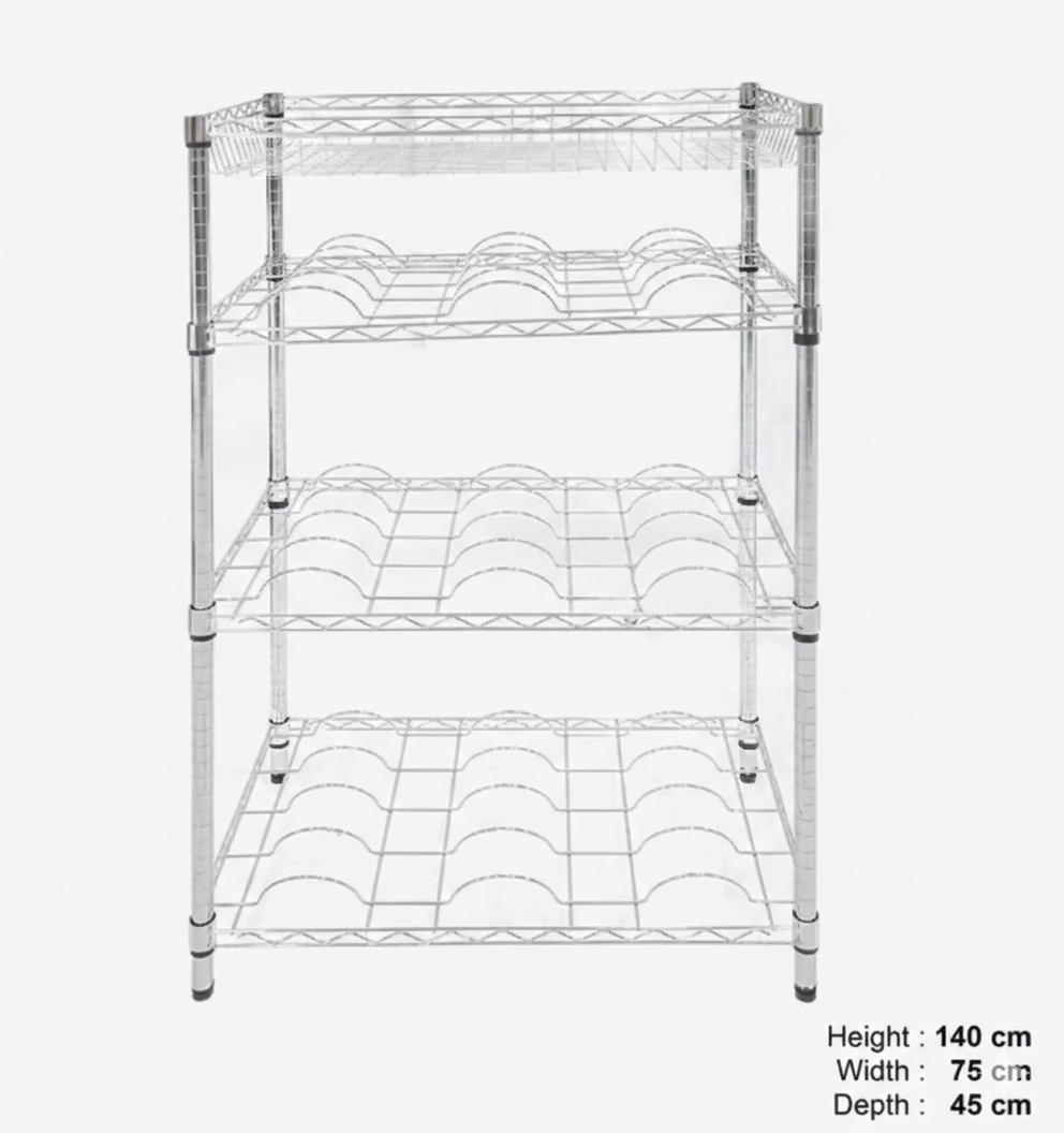 4 Tiers Chrome Metro Shelving System