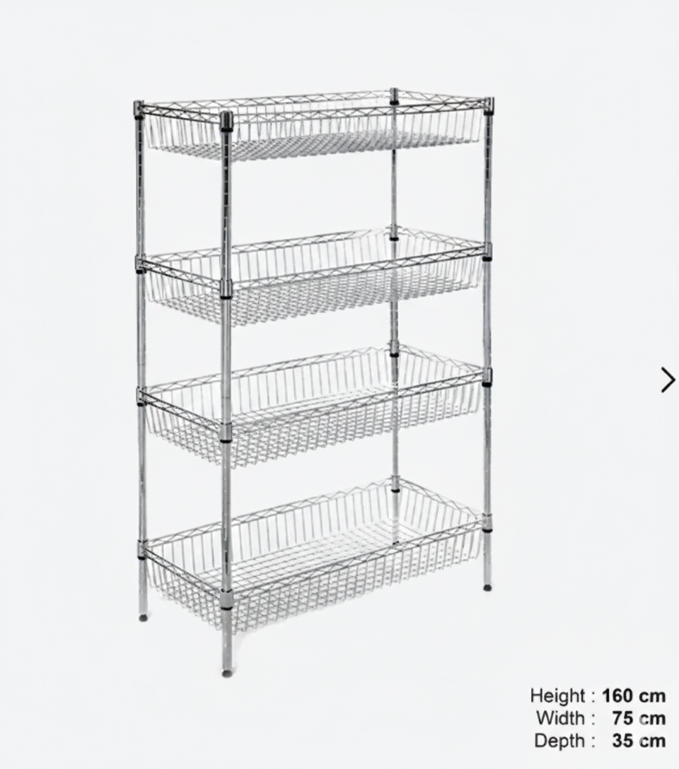 Metro Wire Shelving System, 4 Baskets Tiers