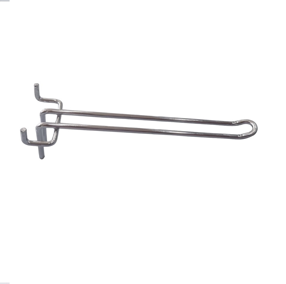 20cm Metal Pegboard & Slatwall Hooks | Stainless Steel Display Hanging Hooks