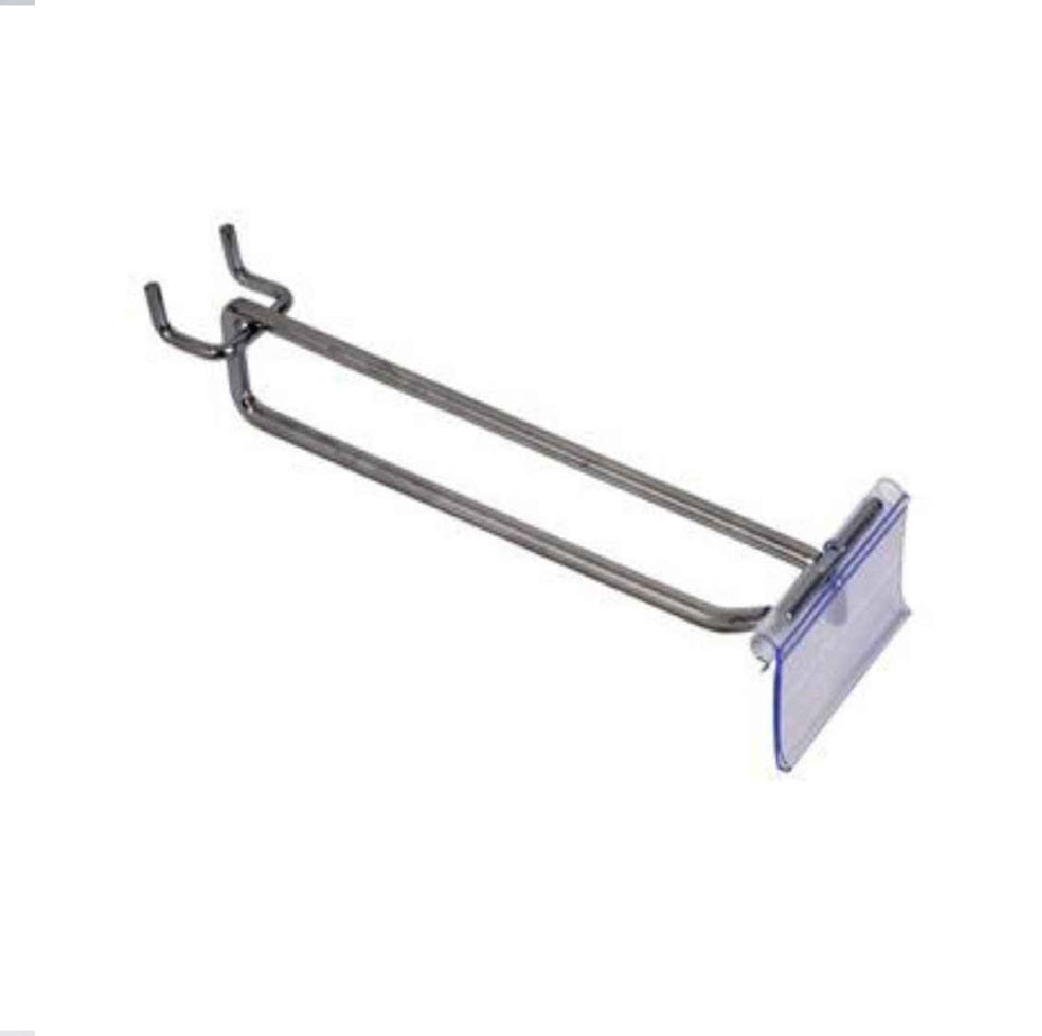 20cm Metal Pegboard & Slatwall Hooks | Stainless Steel Display Hanging Hooks