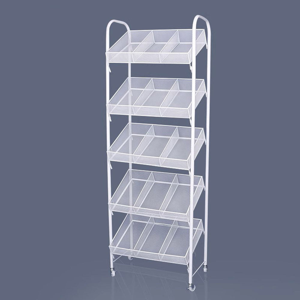 Grocery Store Shelf for Retail Supermarket, 4 Tier Crisps Racks with Removable Divider without Tyres